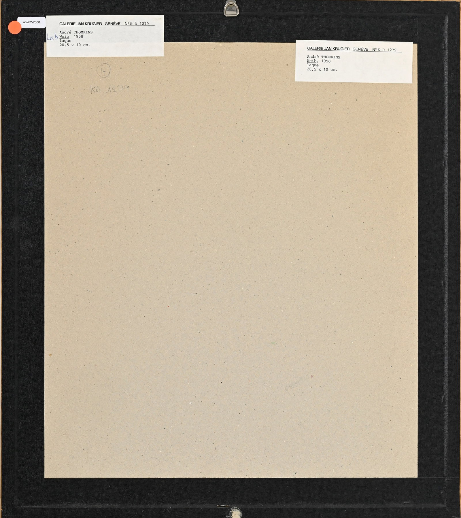 André Thomkins (1930-1985), "Weib", 1958, laque sur papier, signée et datée, 21x10 cm - 5