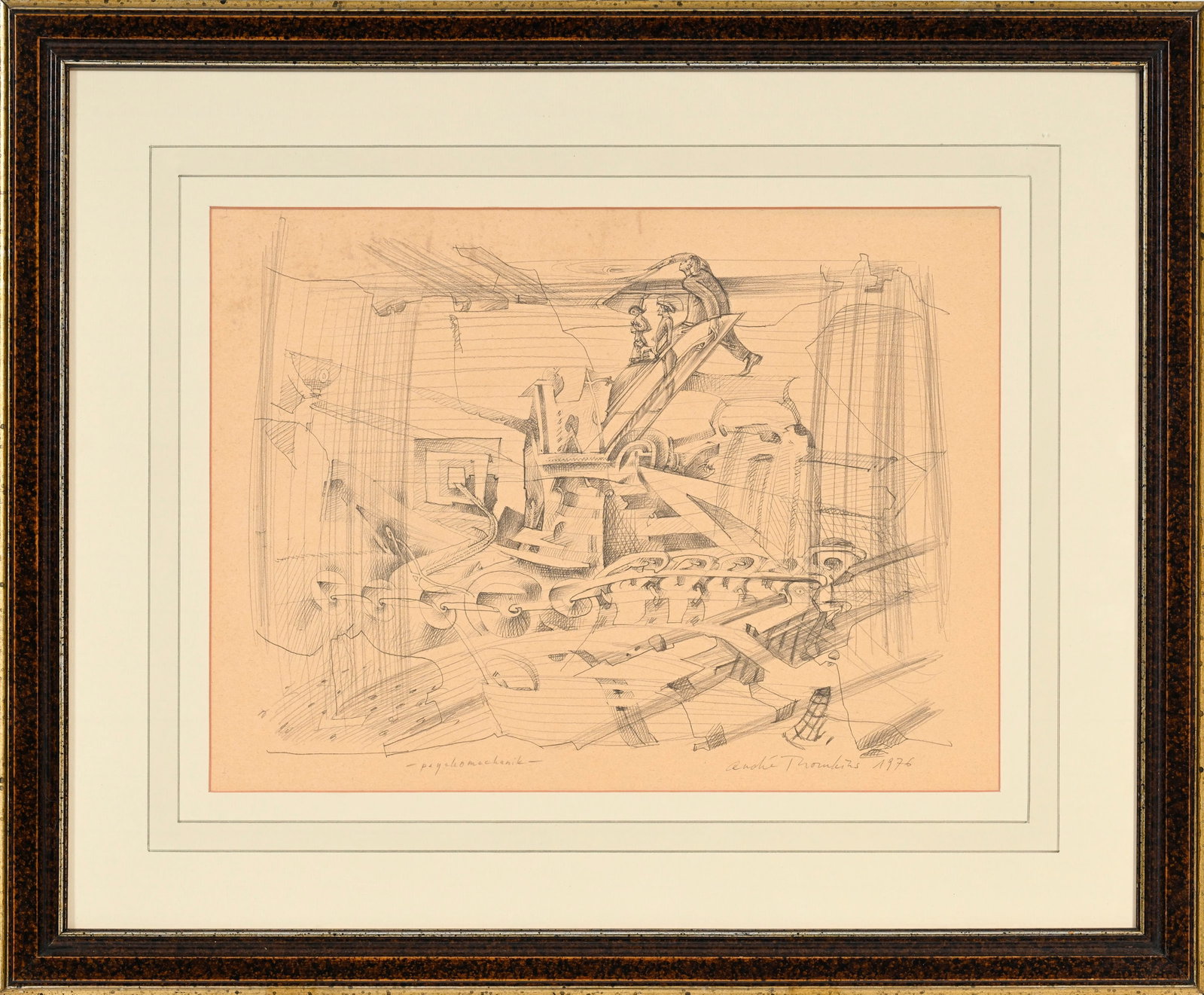 André Thomkins (1930-1985), "Psychomechanik", 1976, crayon de graphite sur papier, signé,  - 2