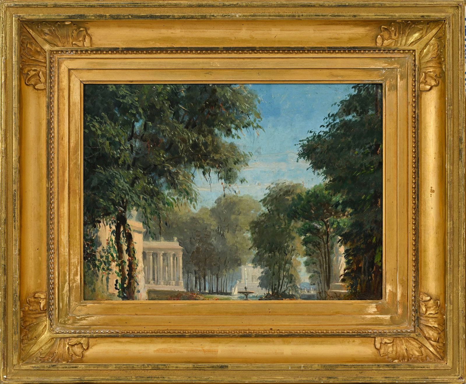 Jules Louis Badel (1840-1869), Vue du jardin du château de Versailles, huile sur toile maroufl& - 2