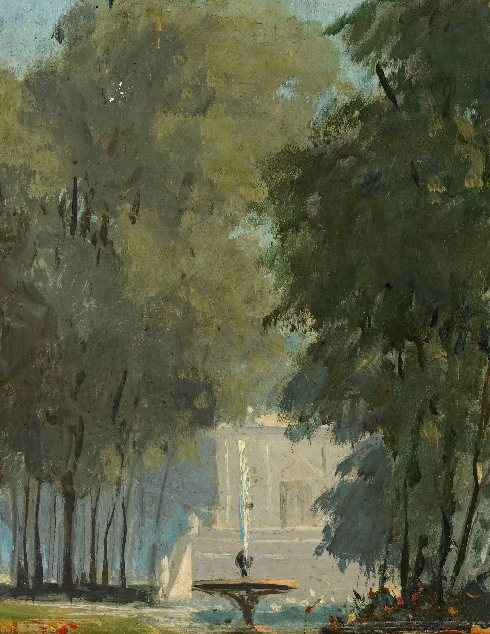 Jules Louis Badel (1840-1869), Vue du jardin du château de Versailles, huile sur toile maroufl& - 3