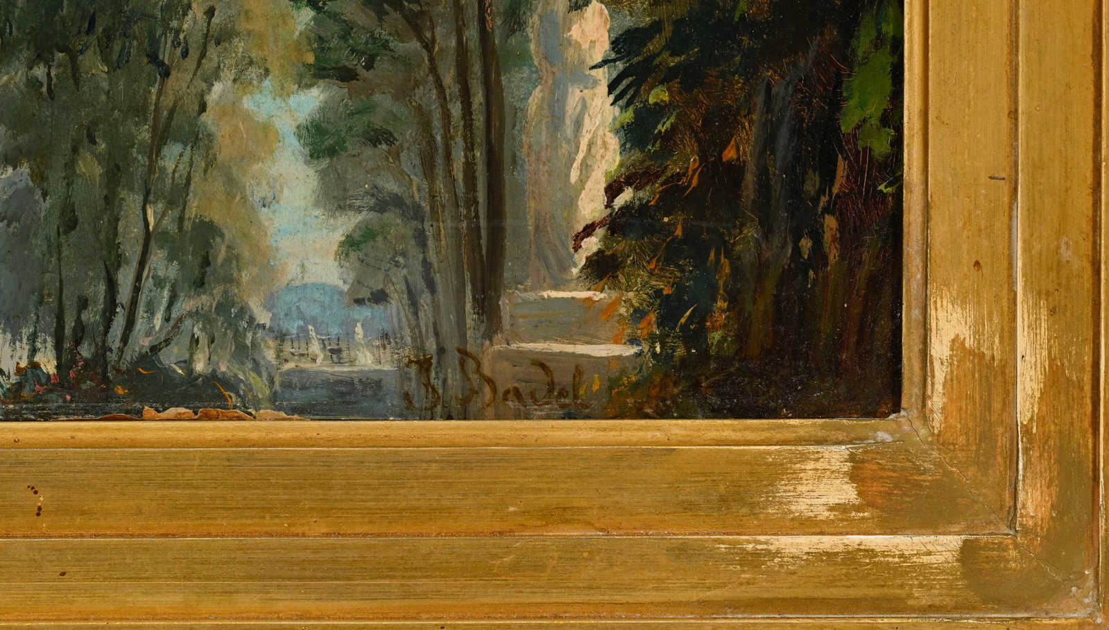 Jules Louis Badel (1840-1869), Vue du jardin du château de Versailles, huile sur toile maroufl& - 4