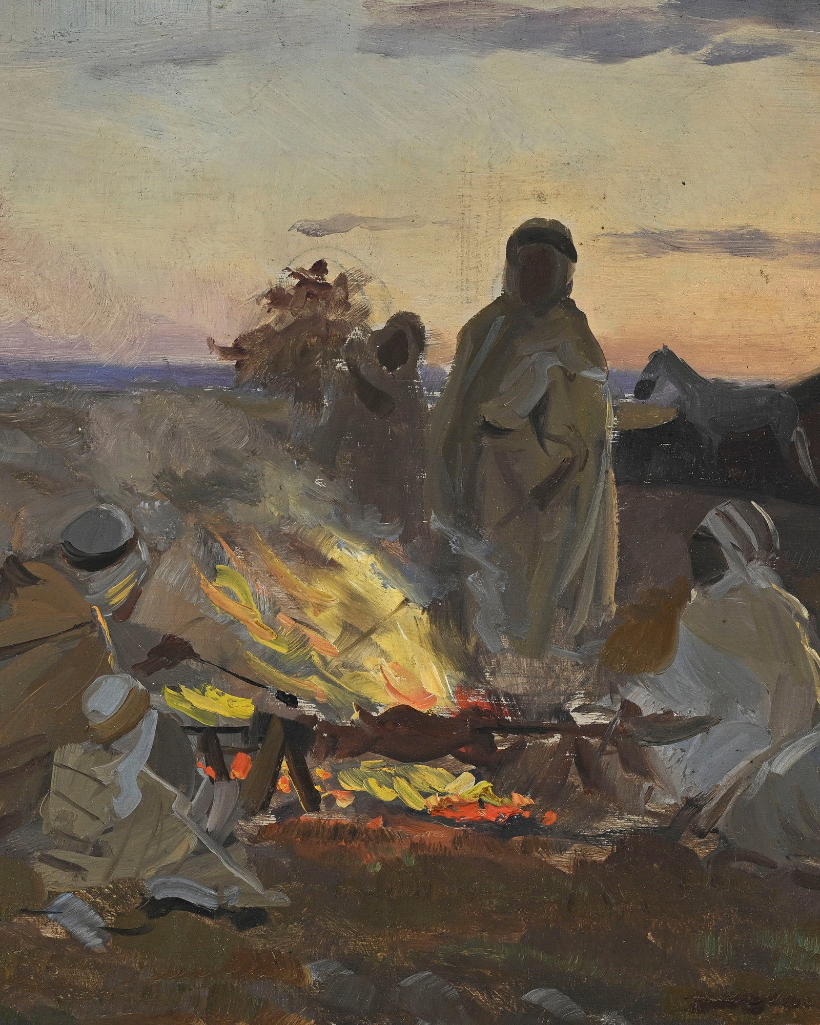 Eugène Girardet (1853-1907), Campement dans le désert, œuvre recto-verso, huile sur p - 3