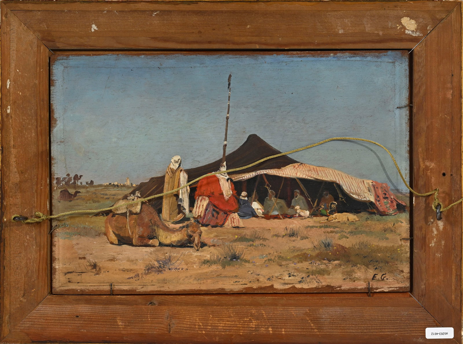 Eugène Girardet (1853-1907), Campement dans le désert, œuvre recto-verso, huile sur p - 5