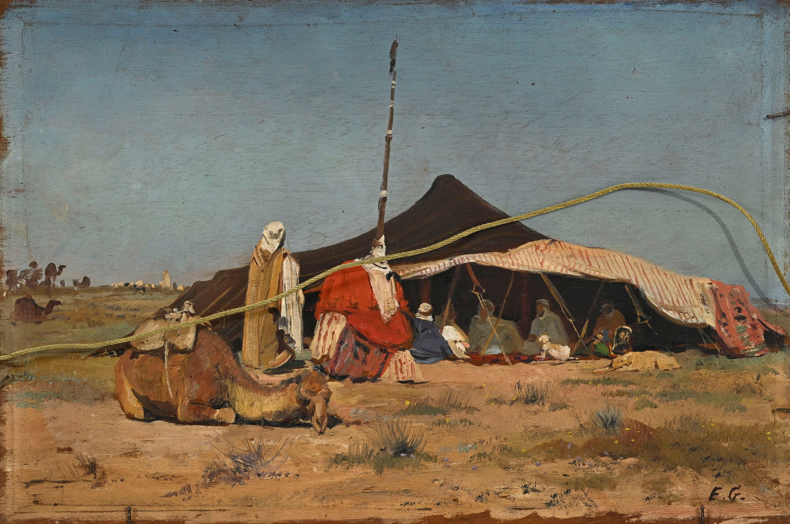 Eugène Girardet (1853-1907), Campement dans le désert, œuvre recto-verso, huile sur p - 6