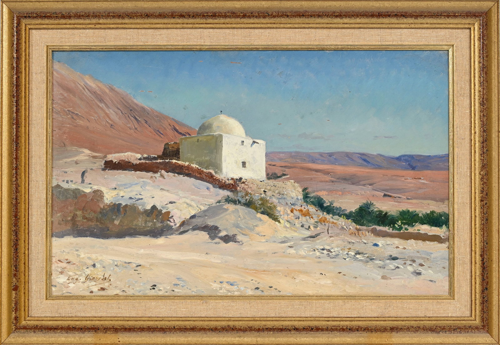 Eugène Girardet (1853-1907), Mausolée, huile sur panneau, signée, 24,5x39,5 cm (à - 2