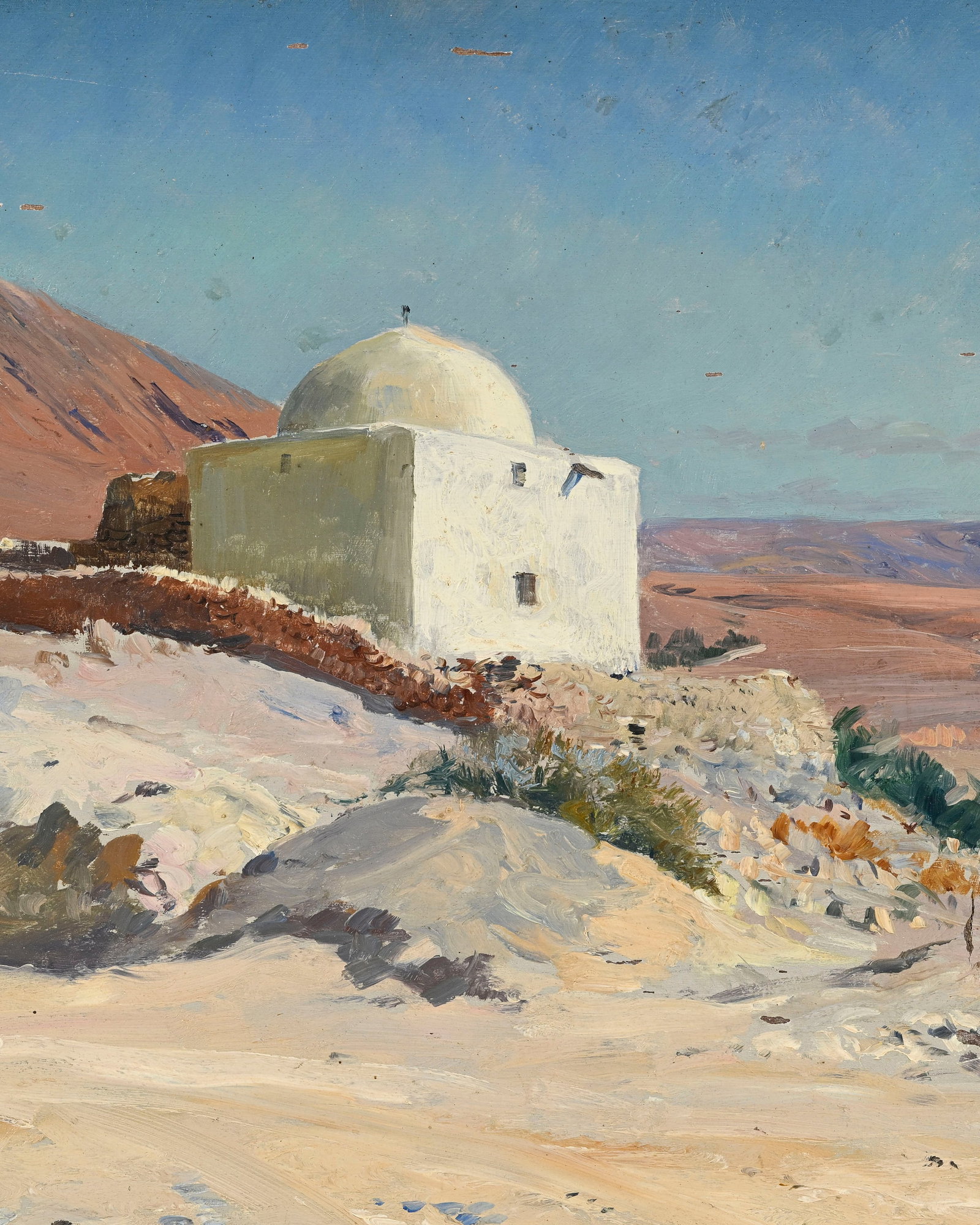 Eugène Girardet (1853-1907), Mausolée, huile sur panneau, signée, 24,5x39,5 cm (à - 3