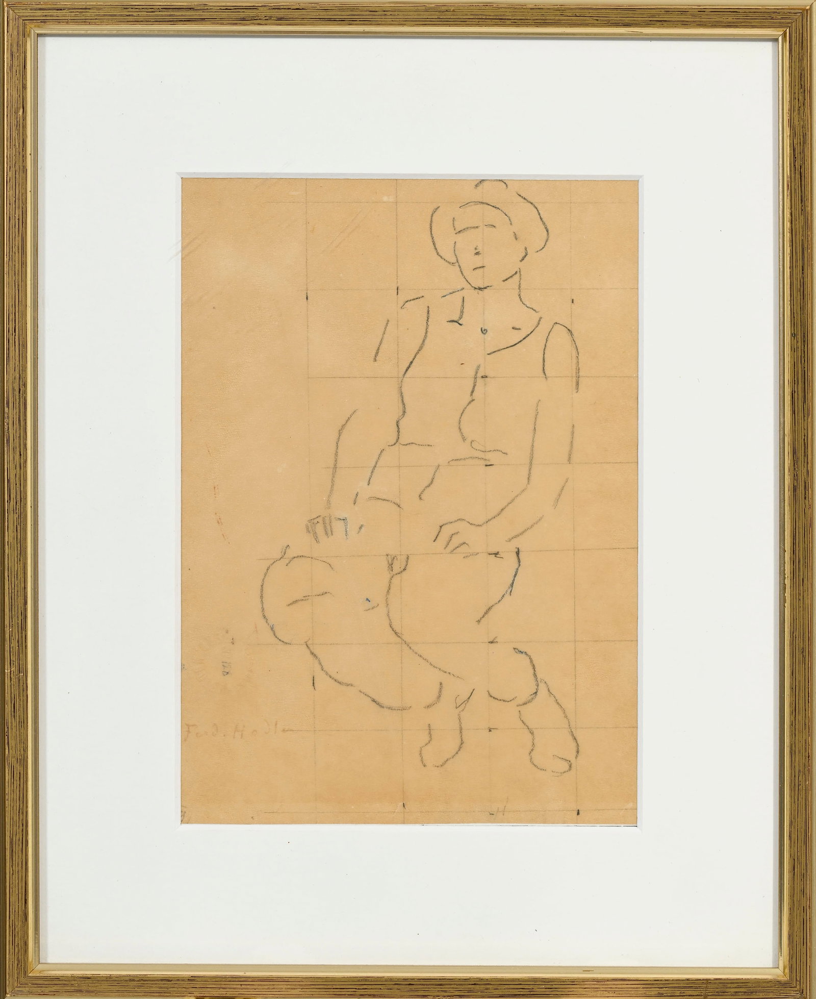 Ferdinand Hodler (1853-1918), Etude de femme, crayon sur papier, tampon de la signature (L. 5433) et - 2