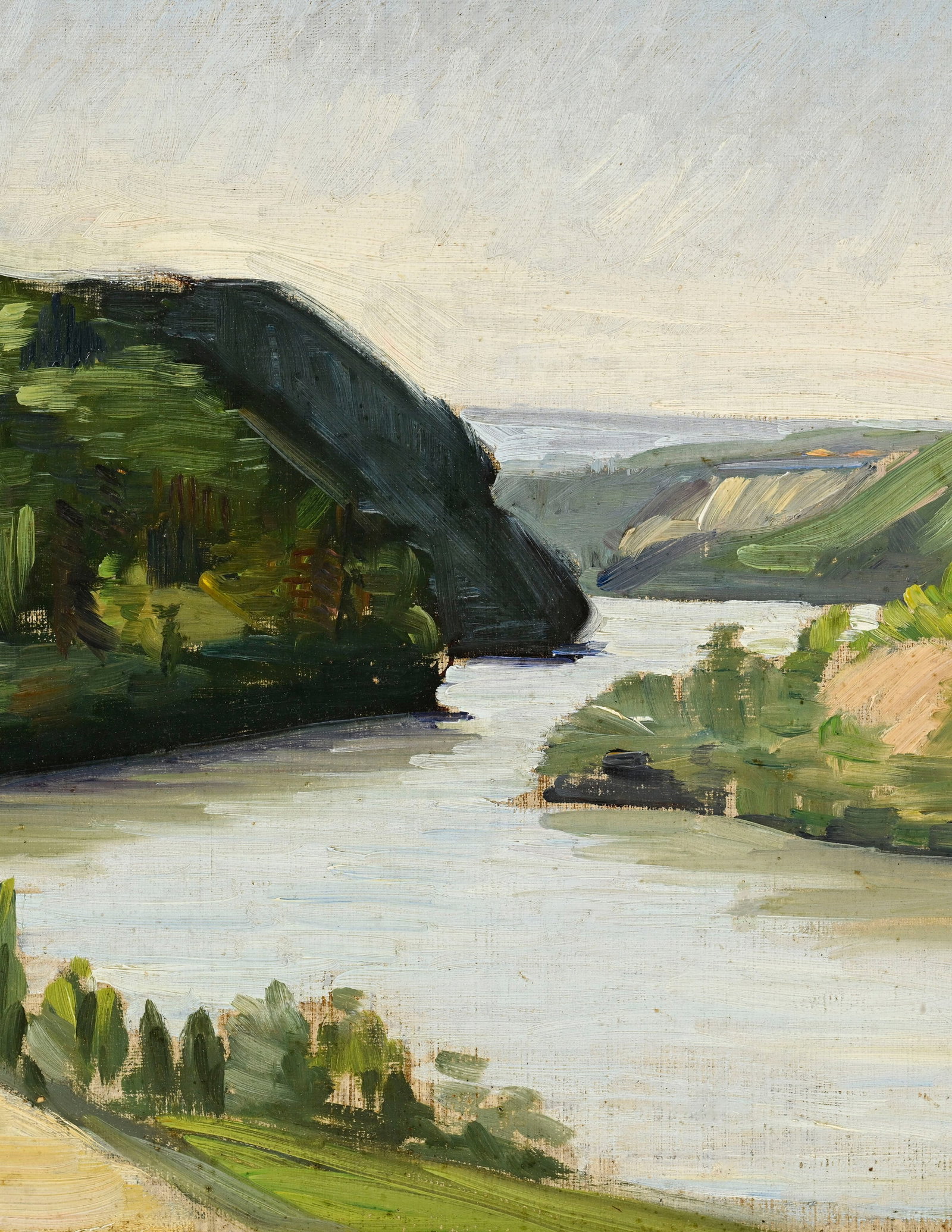 Jean Daniel Ihly (1854-1910), Paysage au bord de l’eau, huile sur toile, signée, 35x46 cm - 2