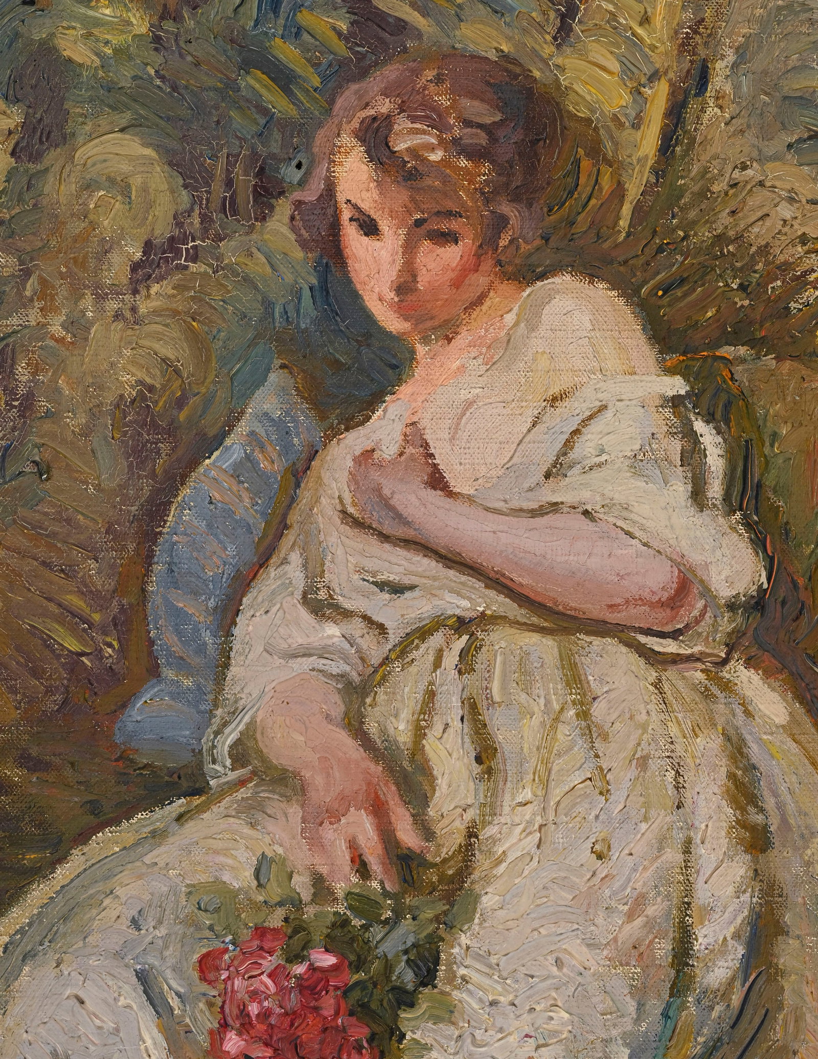 Otto Vautier (1863-1919), Femme au bouquet, huile sur toile, signée, 41,5x33 cm - 3