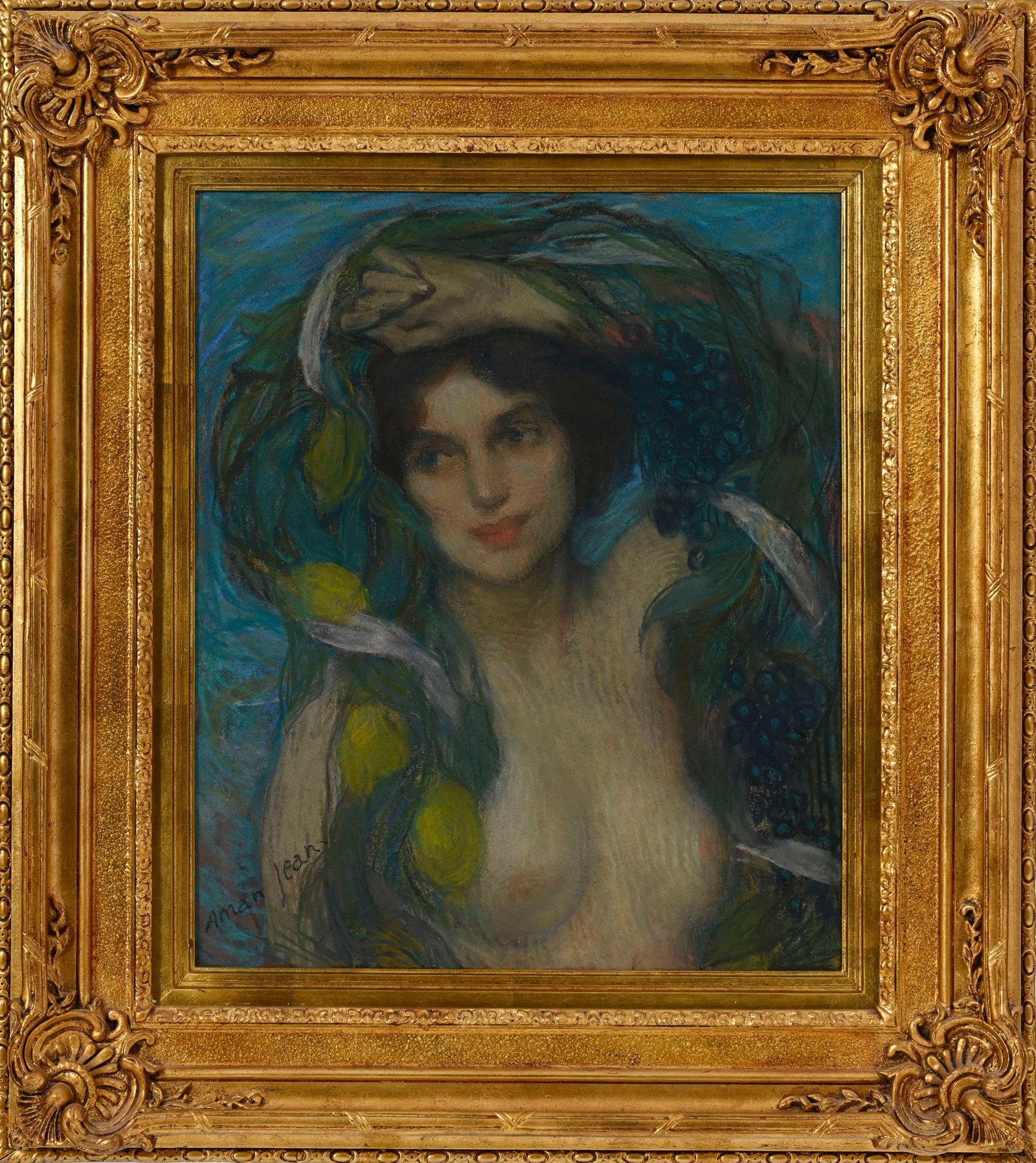 Edmond Aman-Jean (1860-1936), Portrait de femme, pastel sur carton, signé, 55,5x46,5 cm (à - 2