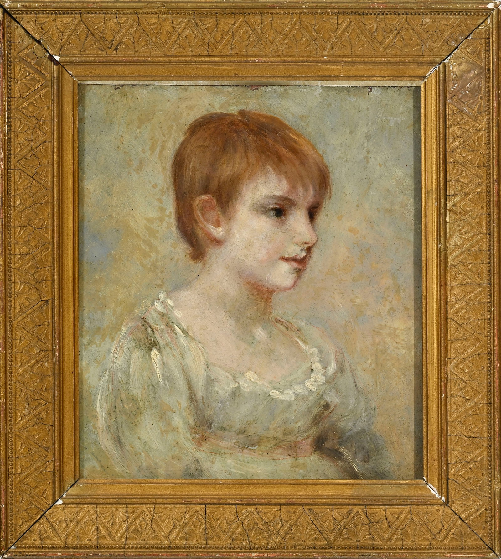 Ecole anglaise du XIXe s., Portrait d'une jeune fille, huile sur cuivre, 21x24 cm - 2