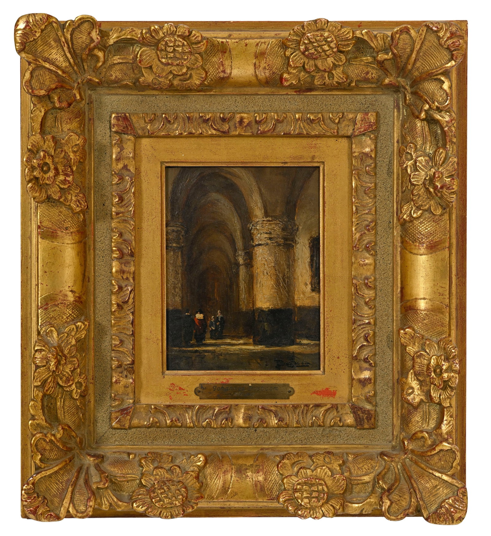 Johannes Bosboom (1817-1891), Intérieur d'église, huile sur panneau, signée, 18x13,5  - 2