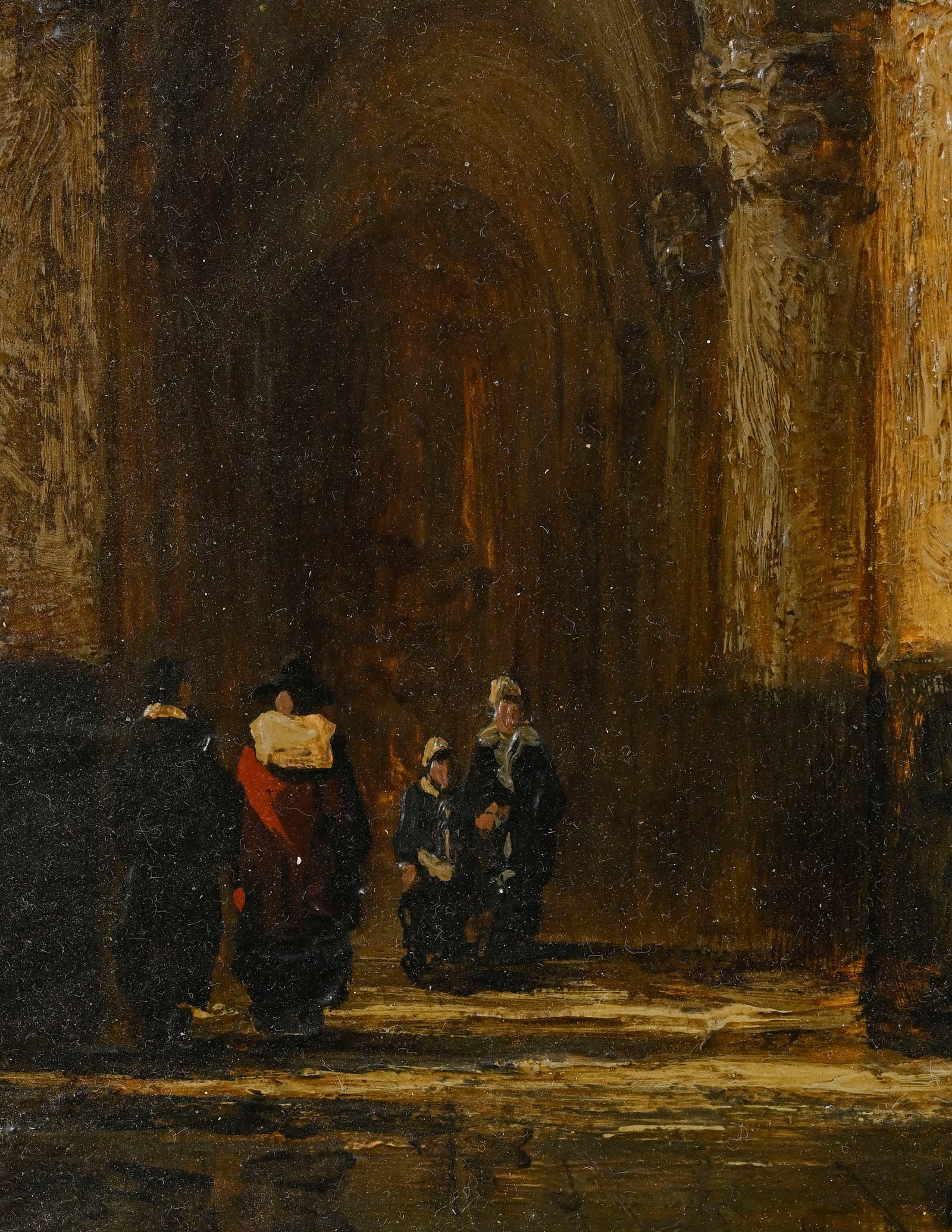 Johannes Bosboom (1817-1891), Intérieur d'église, huile sur panneau, signée, 18x13,5  - 3