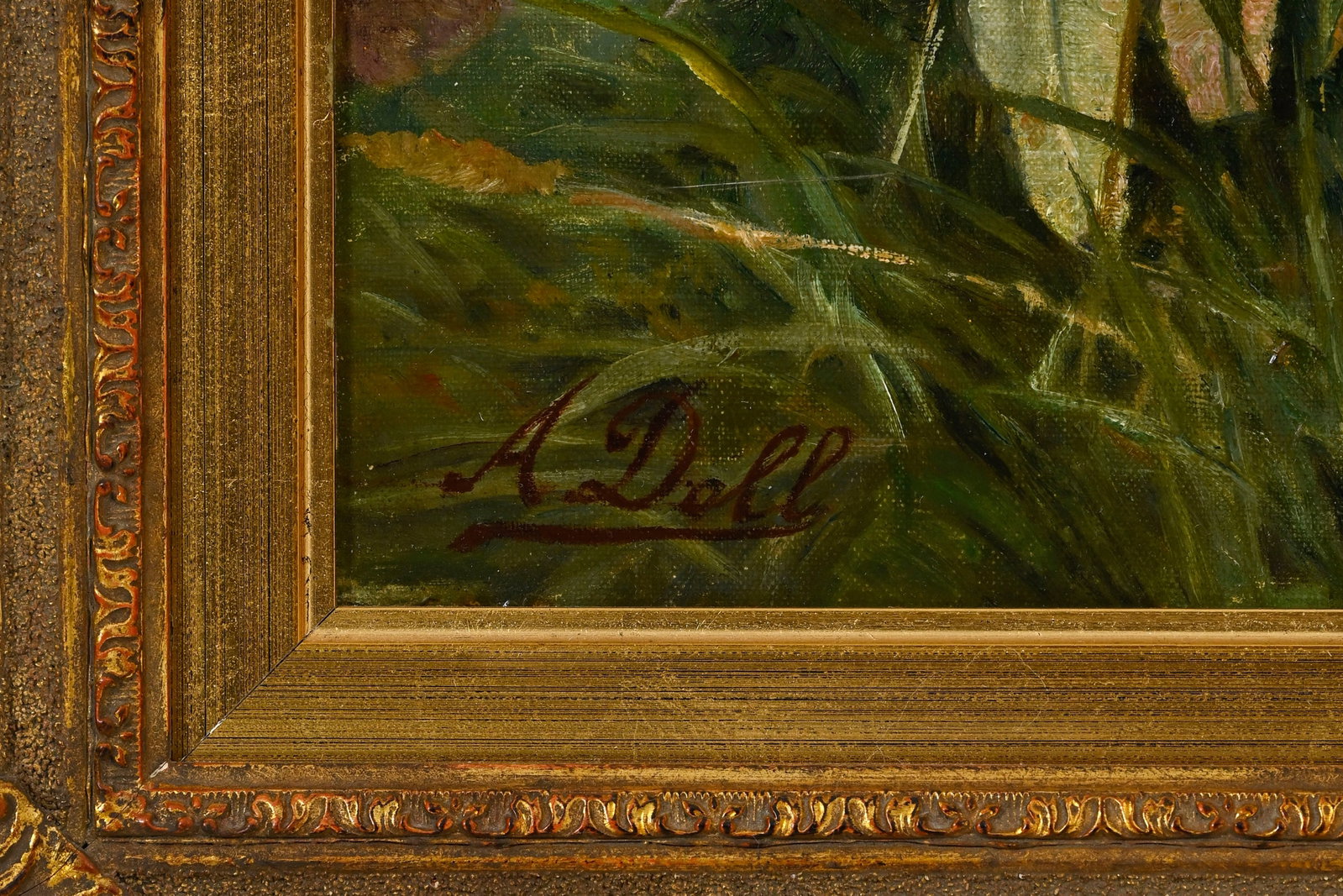 Auguste Döll (1871-1955), Chardons et papillon, huile sur toile, signée, 65,5x47,5 cm Pro - 4
