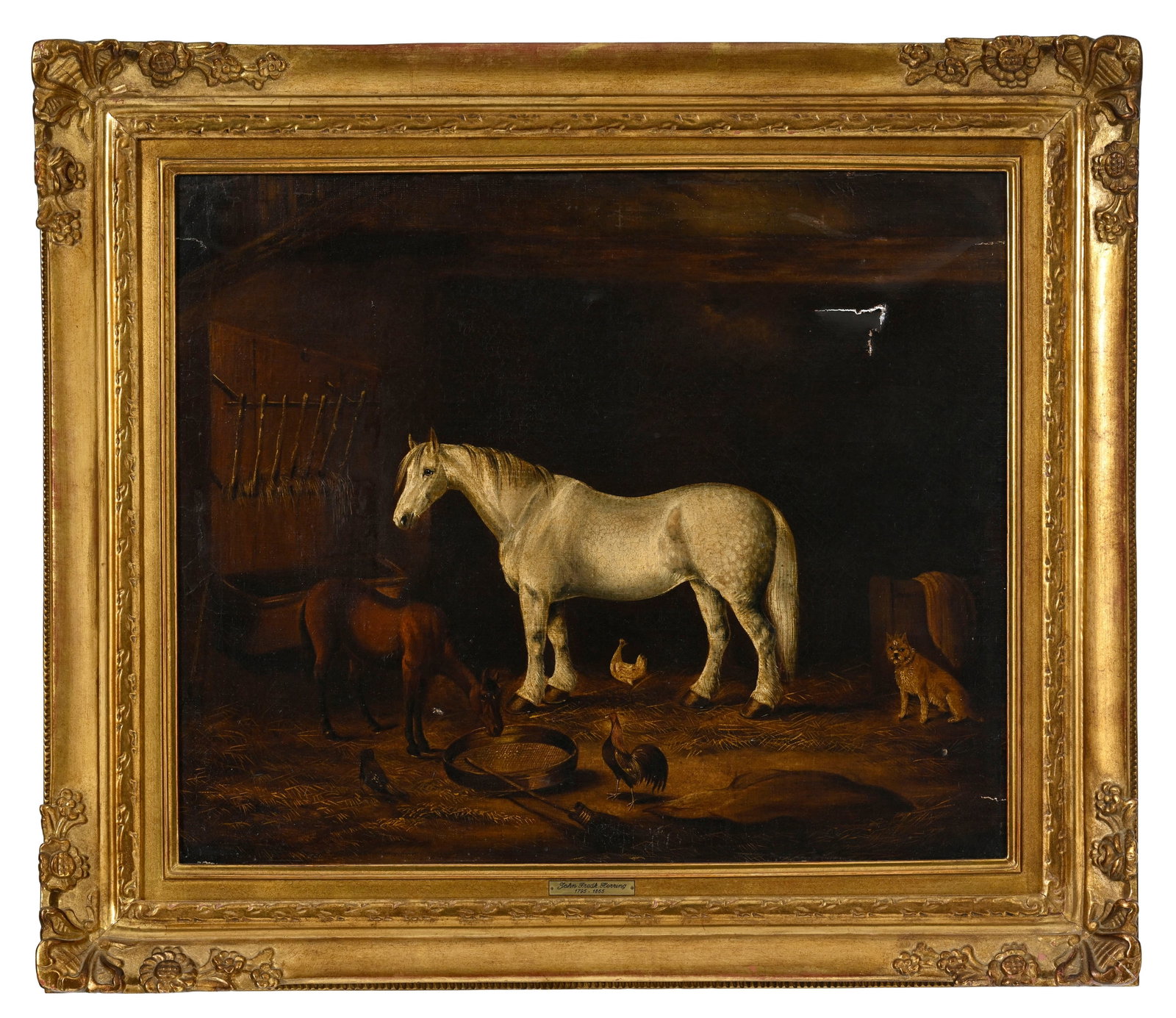 John Frederick I Herring (1795-1865), école de, Jument et son poulain, huile sur toile, 51x61,5 - 2