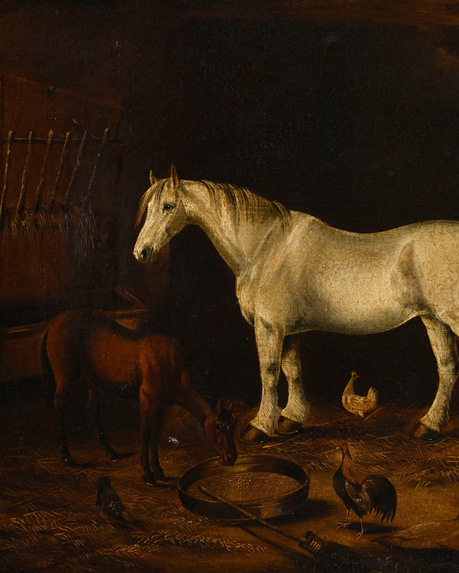John Frederick I Herring (1795-1865), école de, Jument et son poulain, huile sur toile, 51x61,5 - 3
