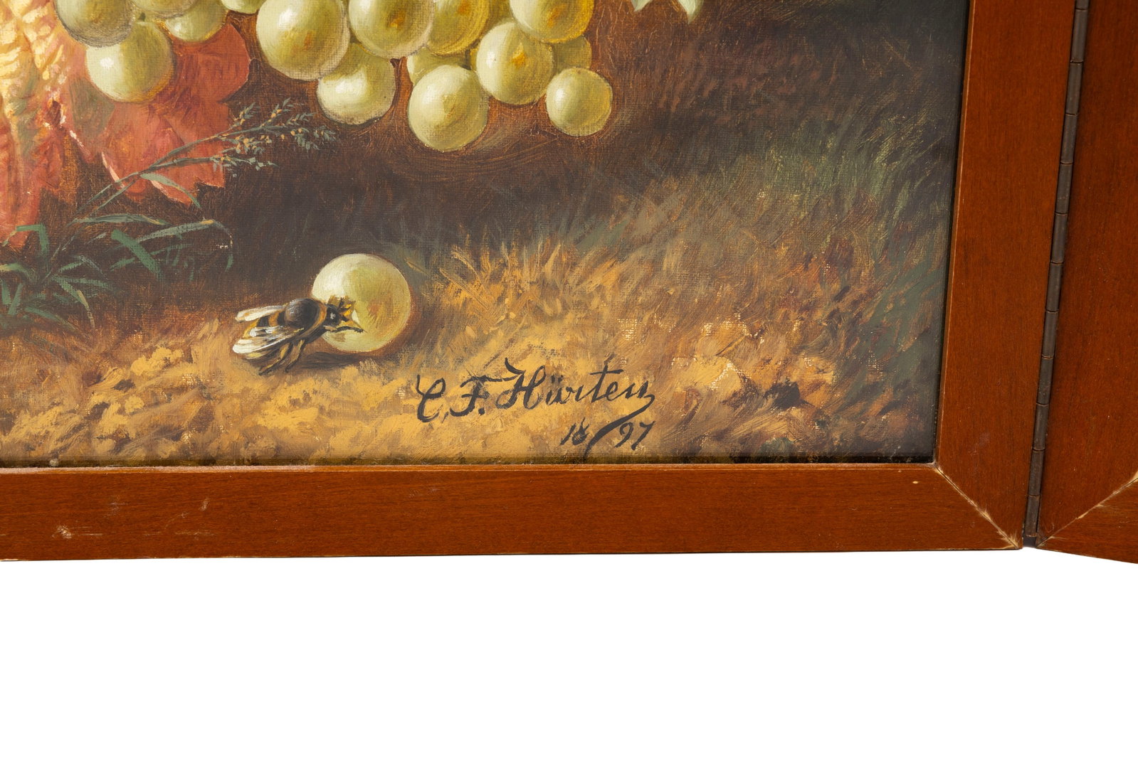 Karl Ferdinand Hürten (1818-1901), Nature morte aux fleurs, fruits et papillons, 1897, huiles s - 4