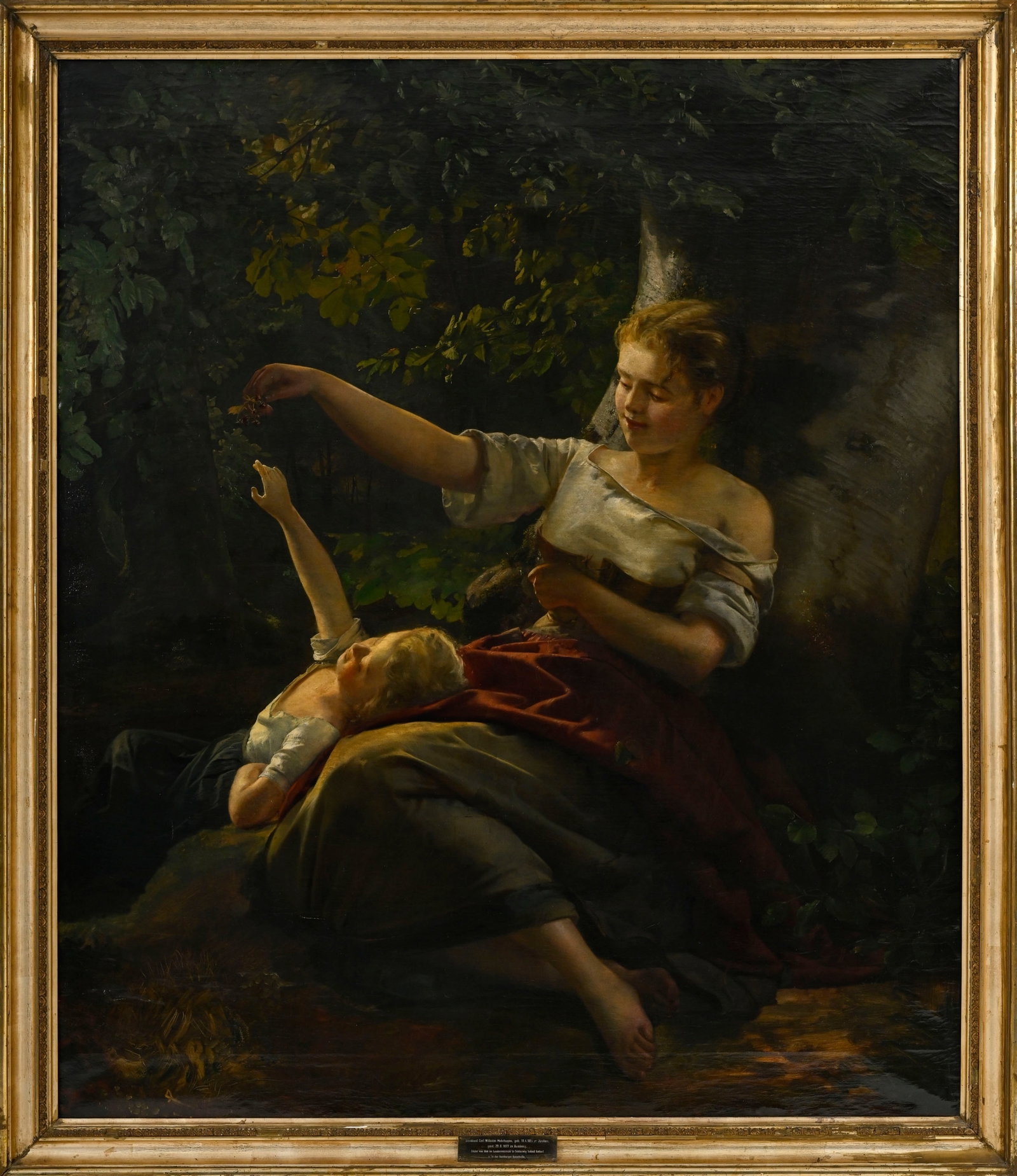Bernhard Mohrhagen (1813-1877), Mère et enfant sous les arbres, huile sur toile, 162x139,5 cm  - 2