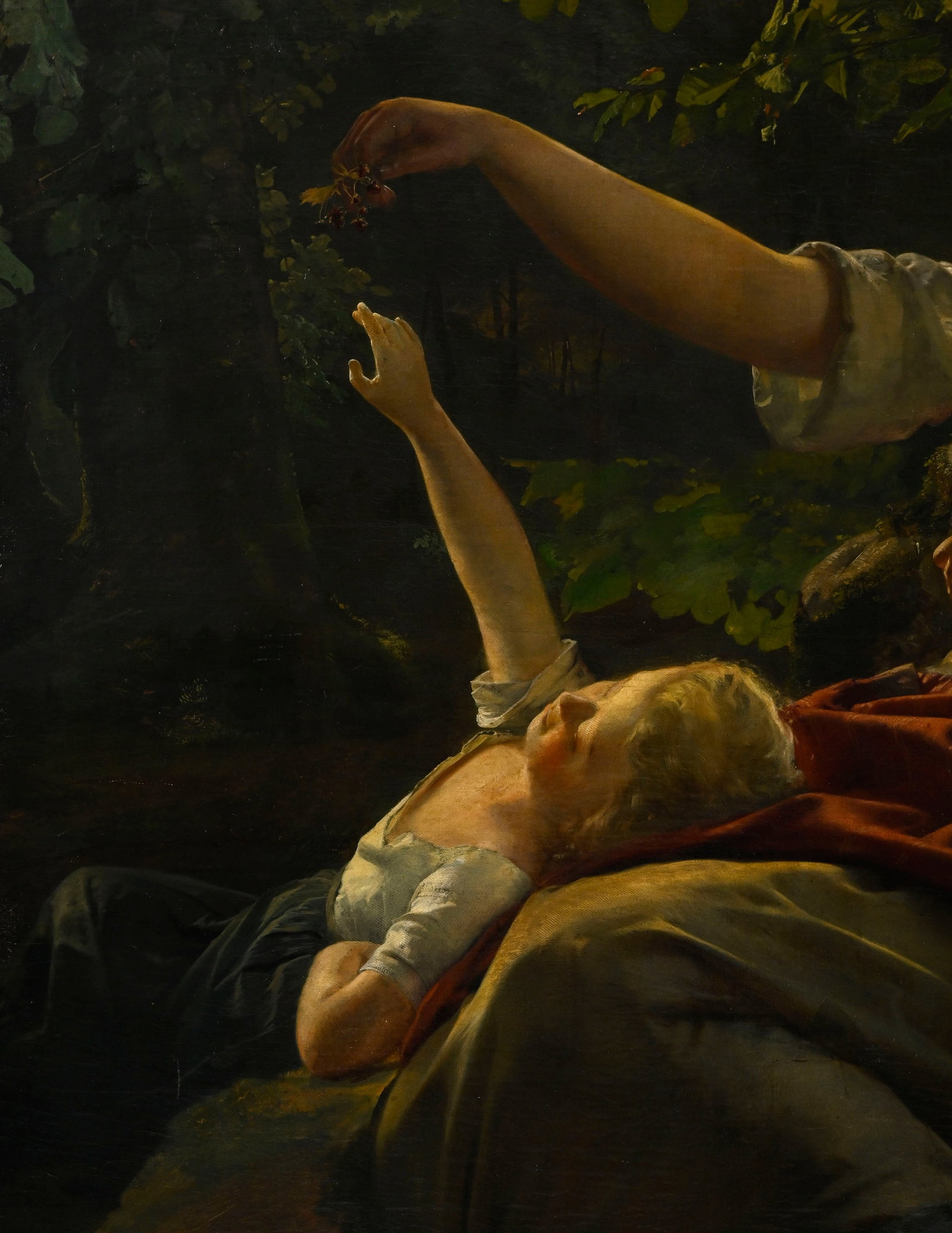 Bernhard Mohrhagen (1813-1877), Mère et enfant sous les arbres, huile sur toile, 162x139,5 cm  - 4