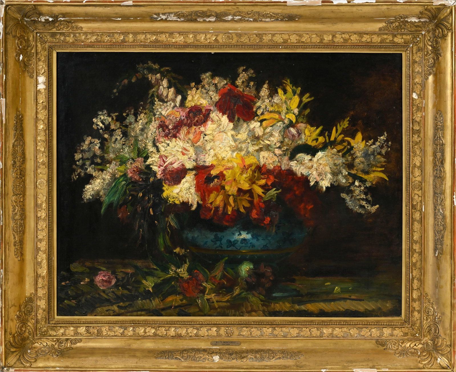 Adolphe Monticelli (1824-1886), Nature morte au bouquet, huile sur toile, signée, 89x116 cm - 2