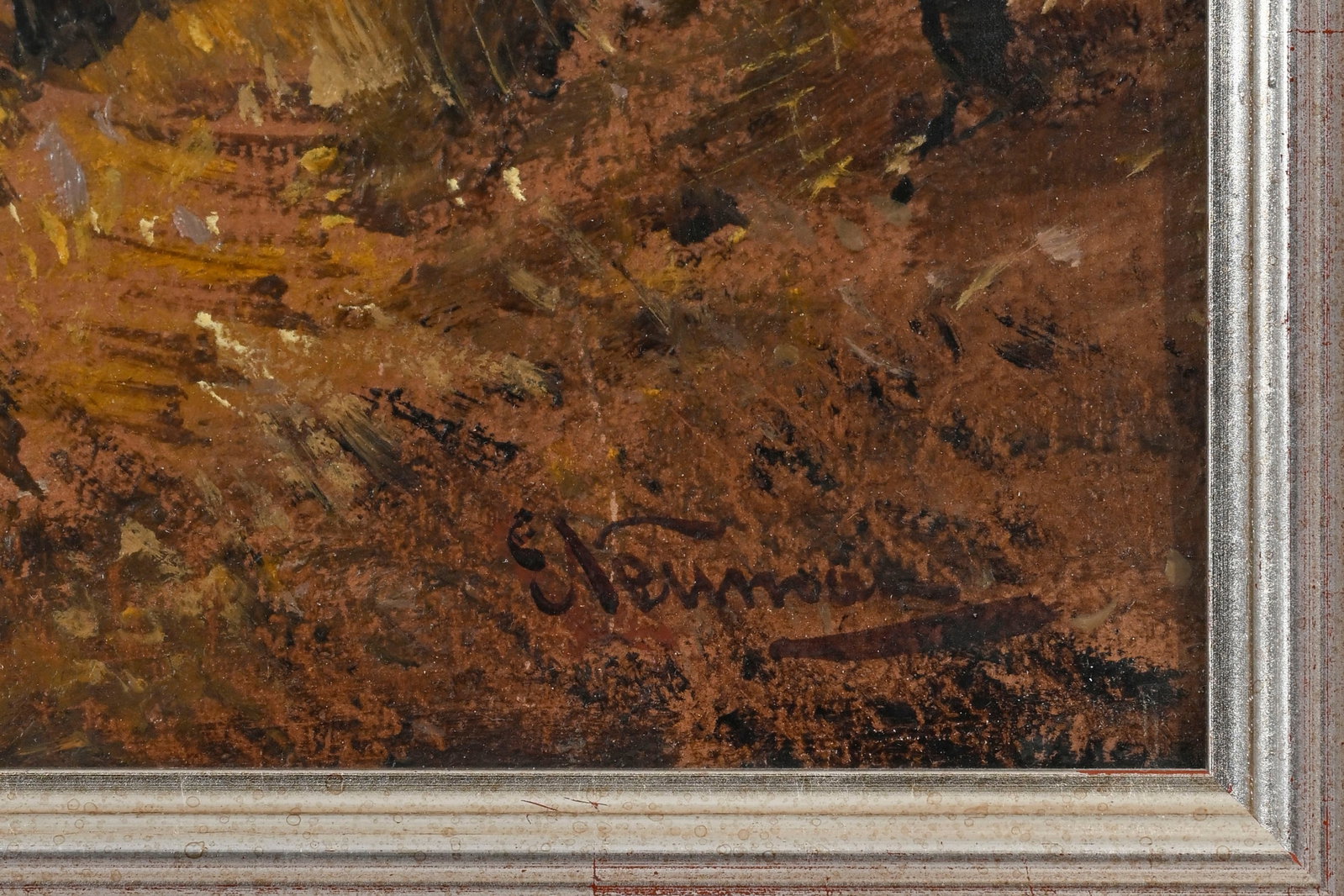 Emil Friedrich Neumann (1842-1903), Forêt de bouleaux animée à l'aube, huile sur cart - 4