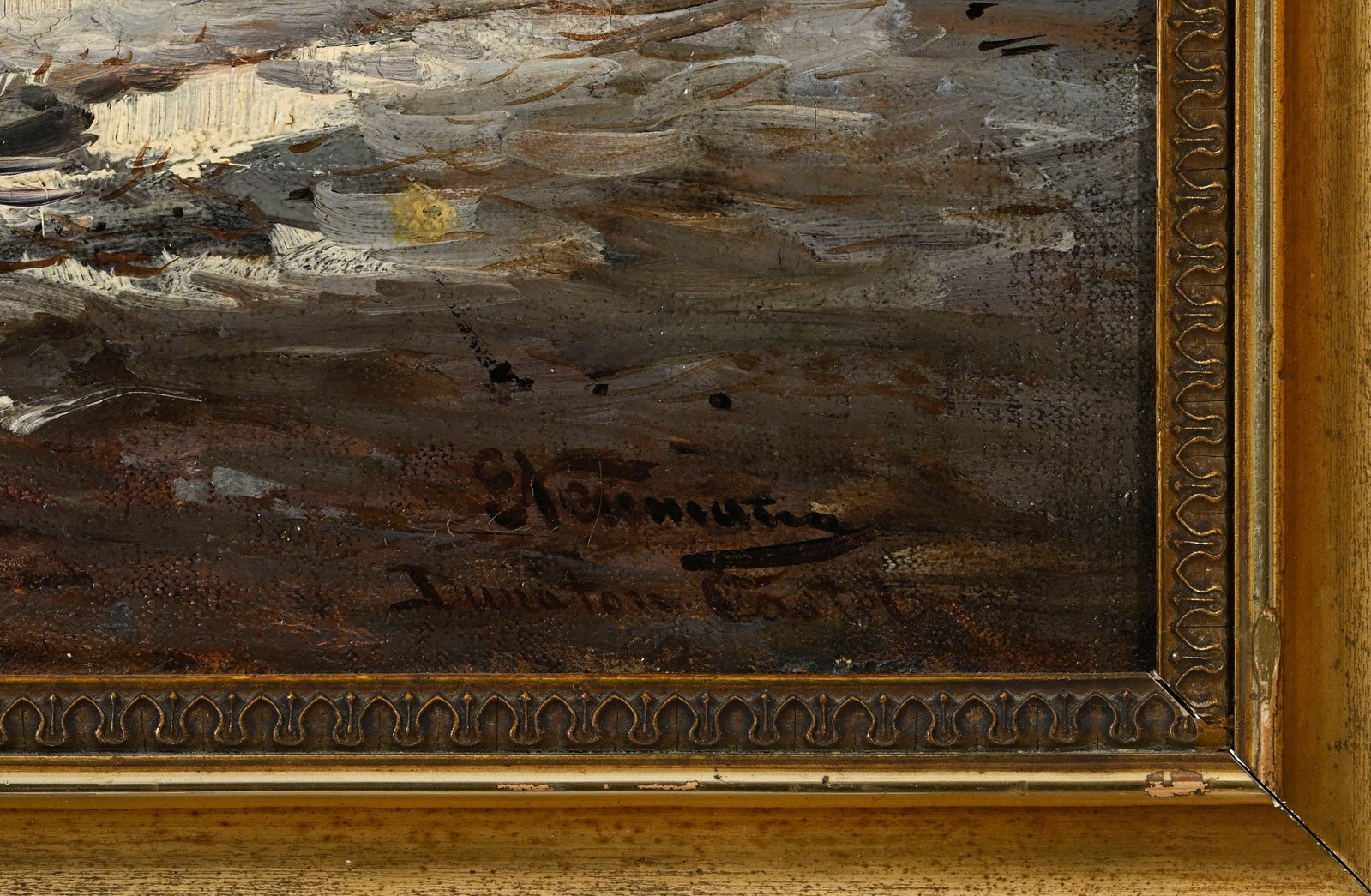 Emil Friedrich Neumann (1842-1903), Homme en bord de mer, huile sur toile, signée et situé - 4