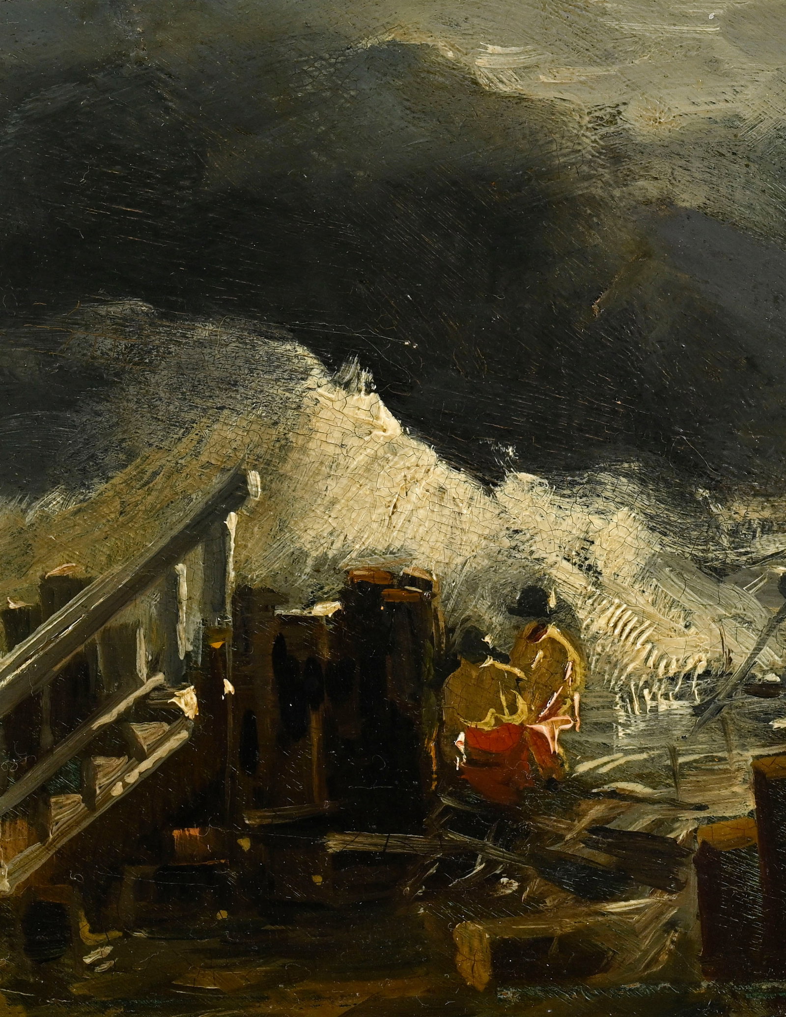 Emil Friedrich Neumann (1842-1903), Tempête en bord de mer, huile sur carton, signée, anno - 3