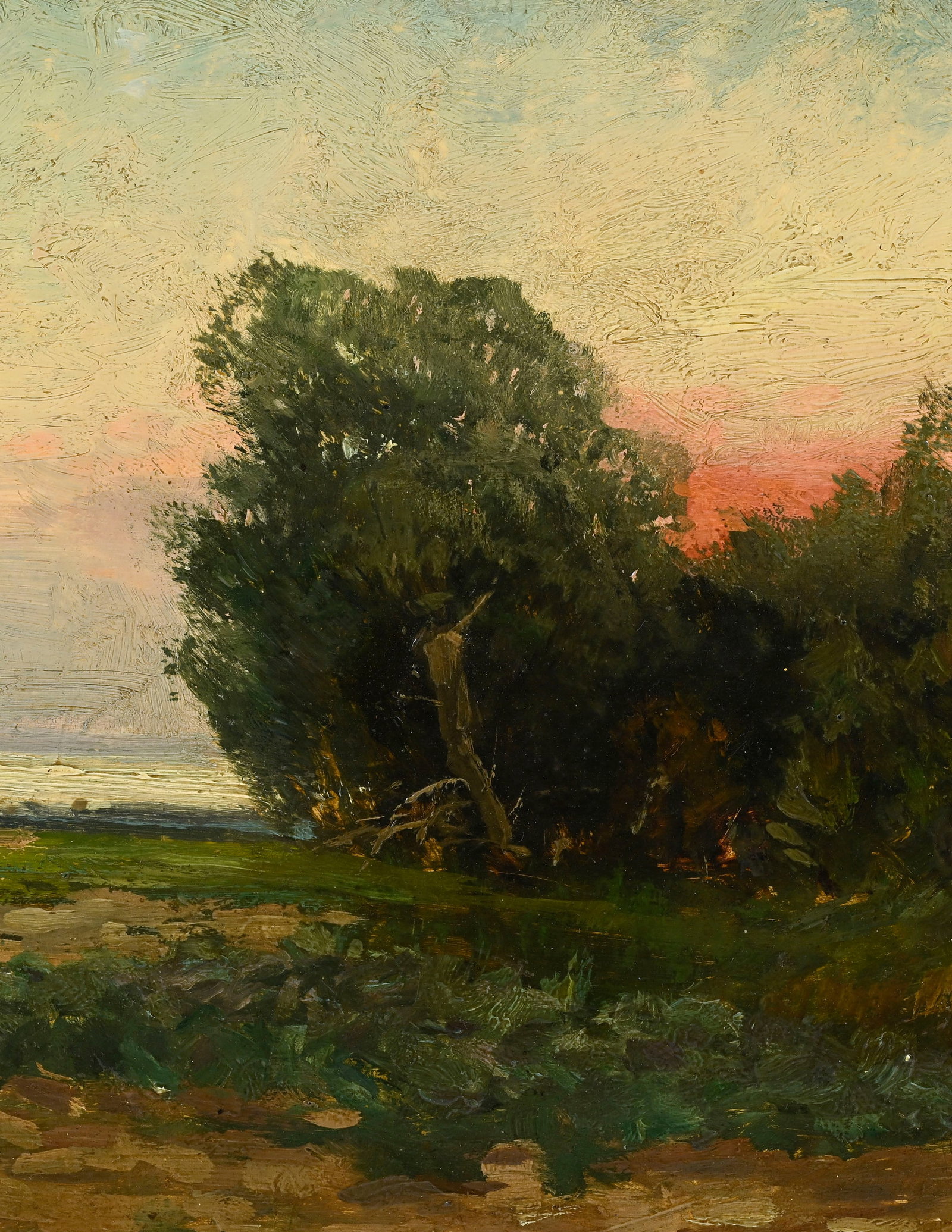Emil Friedrich Neumann (1842-1903), "Fischerhütte hinter Bäumen", huile sur toile maroufl& - 3