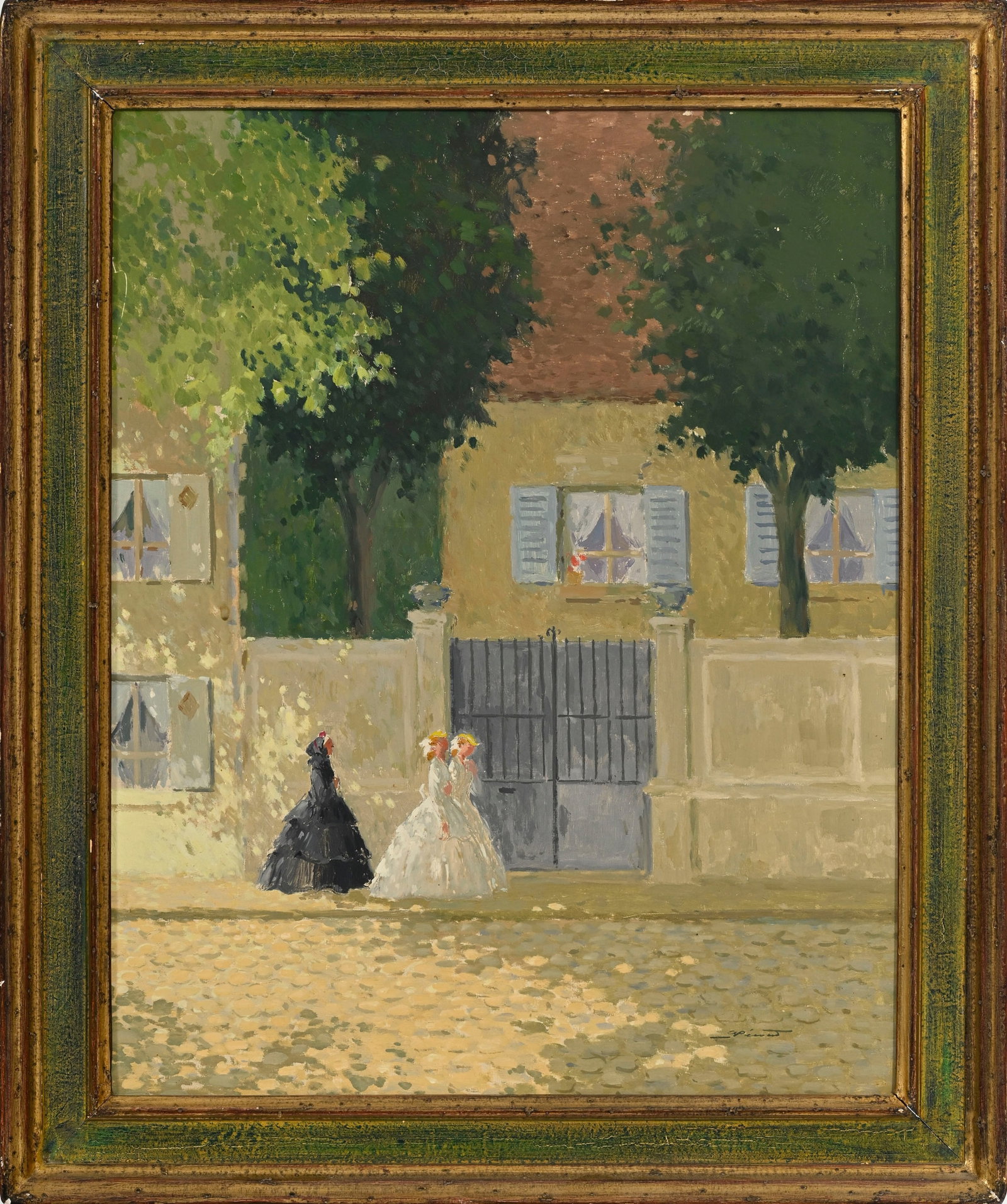 André Pécoud (1880-1951), Jeunes filles et leur chaperon, huile sur panneau, signée,  - 2