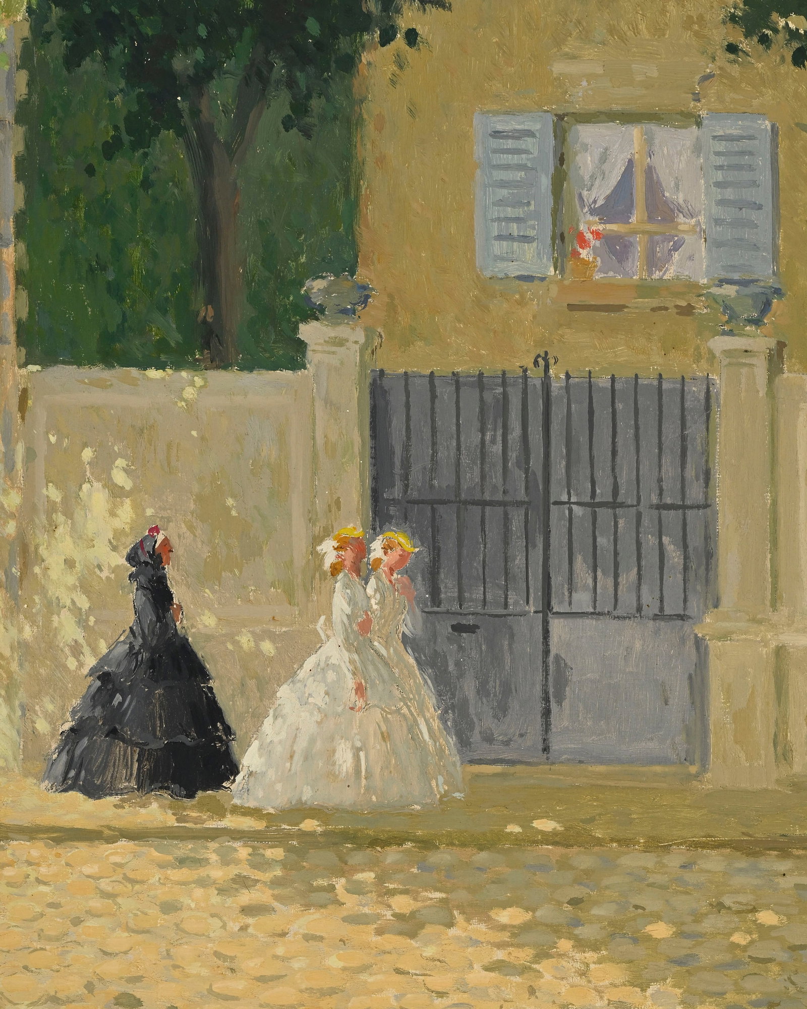 André Pécoud (1880-1951), Jeunes filles et leur chaperon, huile sur panneau, signée,  - 3