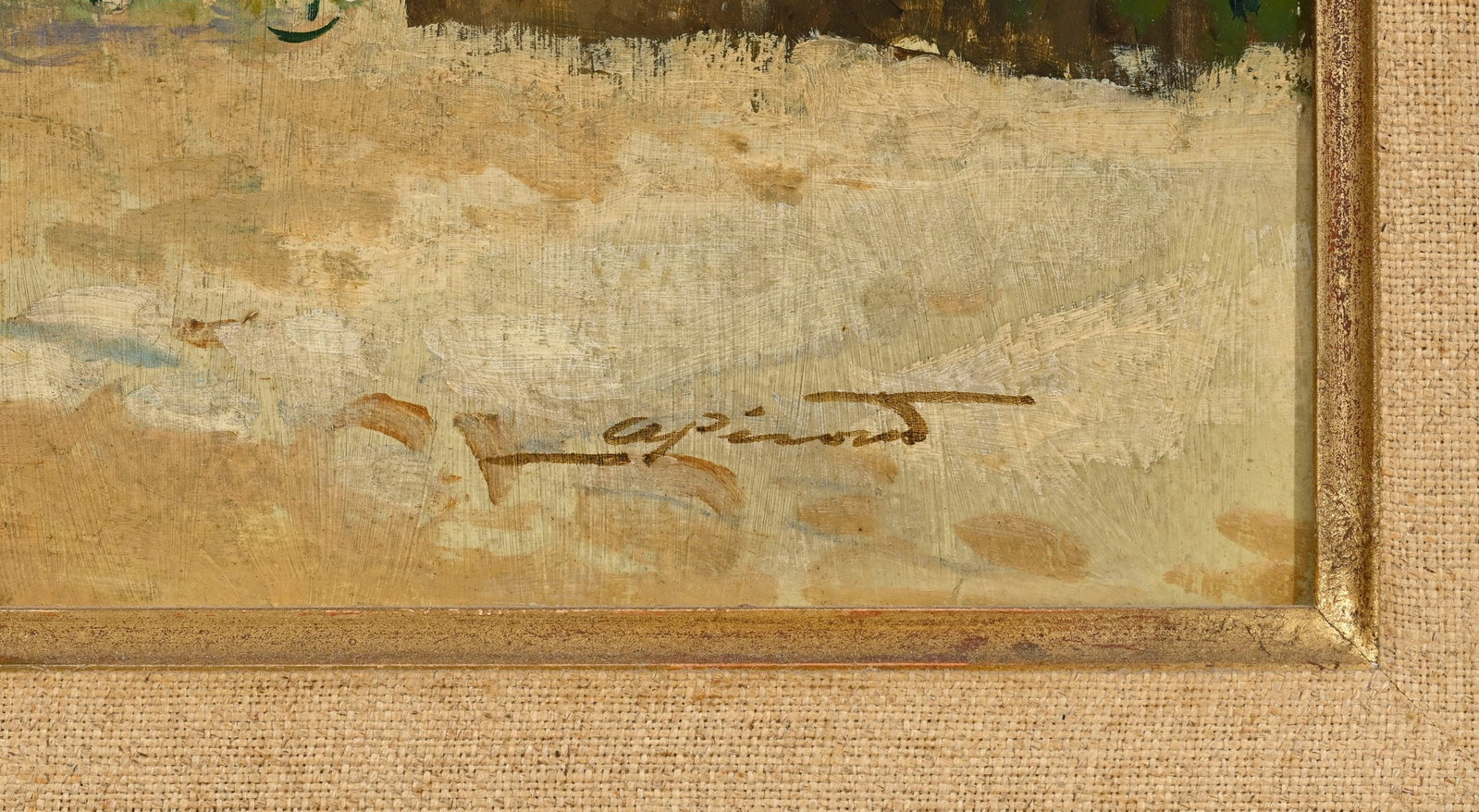 André Pécoud (1880-1951), Poules devant une maison de campagne, huile sur panneau, sign - 4