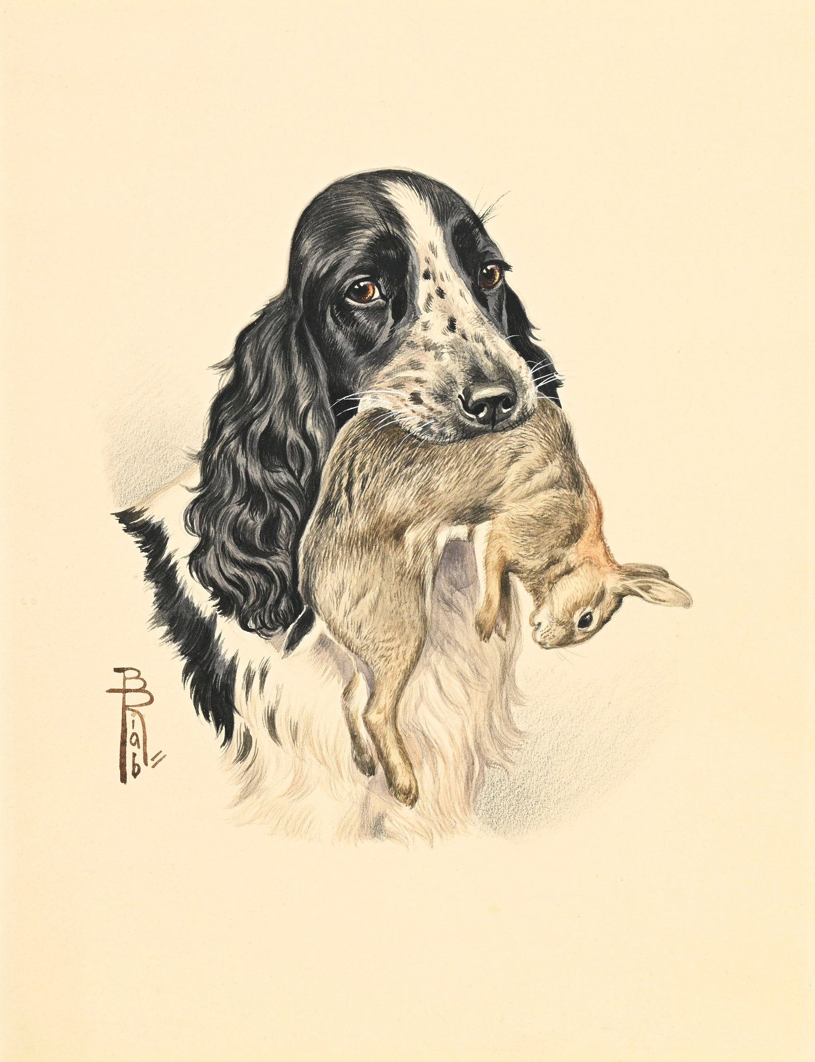 Boris Riab (1898-1975), Cocker au lapin de garenne et Setter à la bécasse des bois, paire  - 2