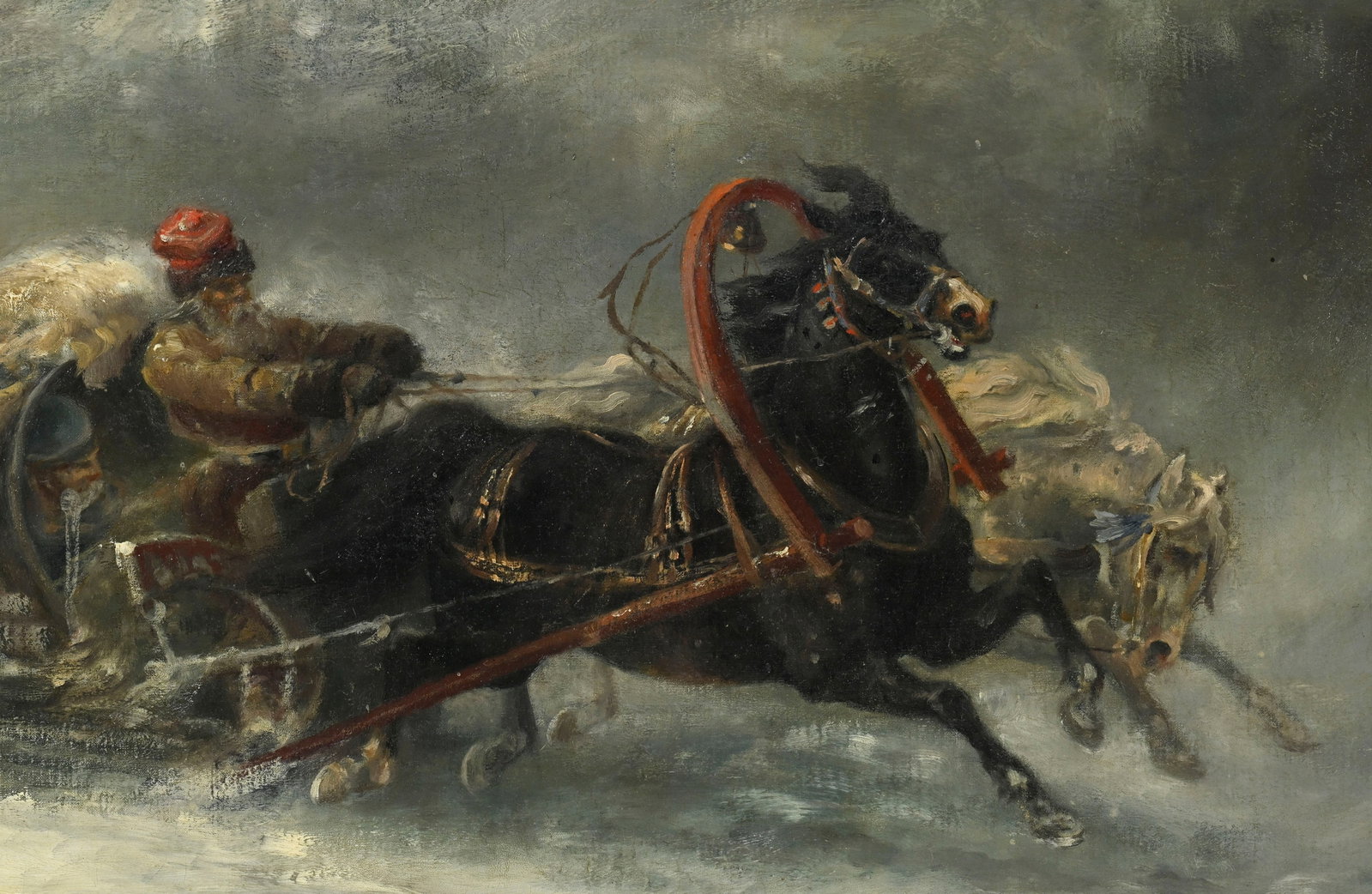 Ecole russe de la fin du XIXe s., Para, huile sur toile Dubus, monogrammée, 54x65 cm Note: - 3