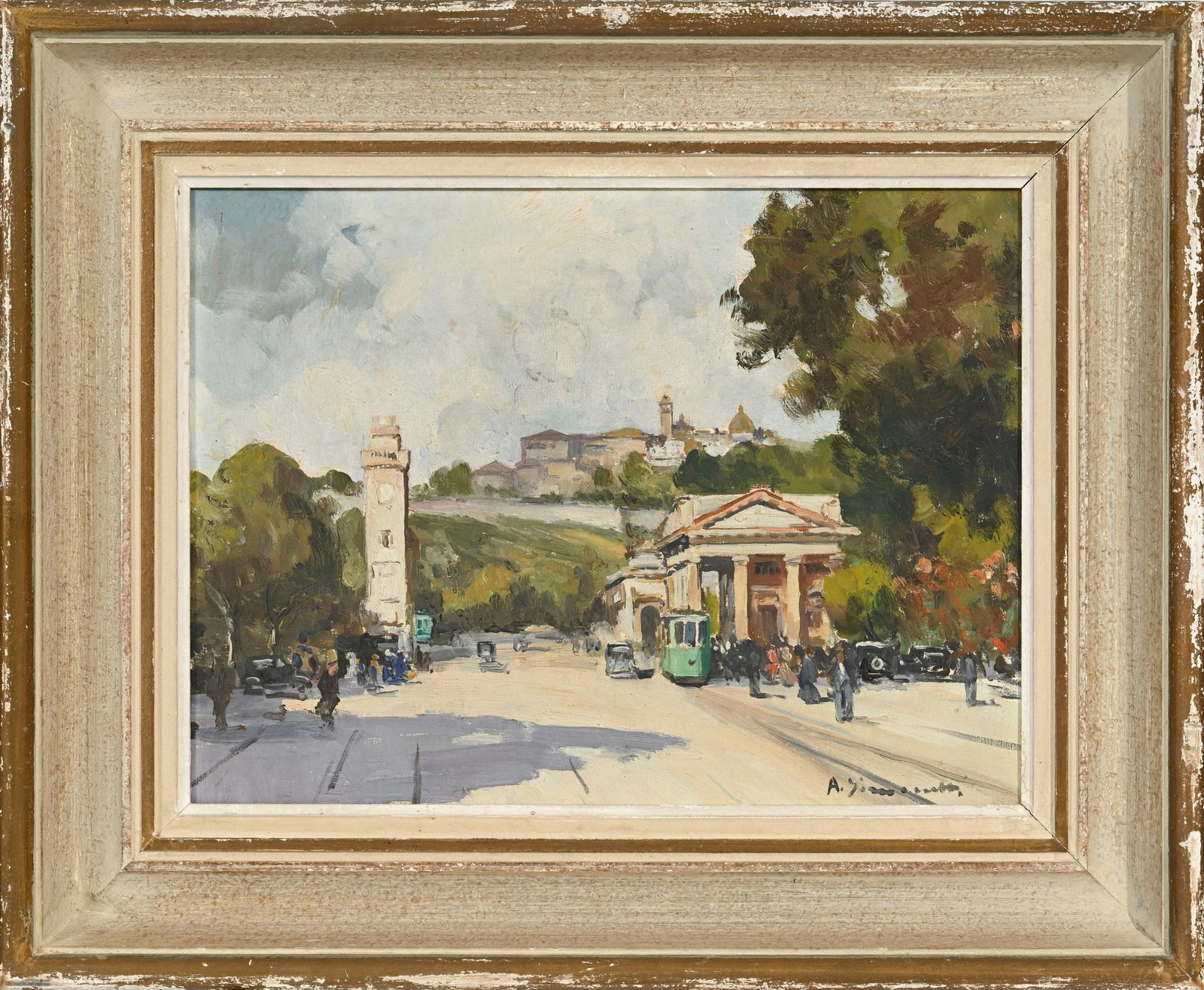 Attilio Simonetti (1843-1925), Porta Nuova à Bergame, huile sur toile, signée, 30x40 cm - 2