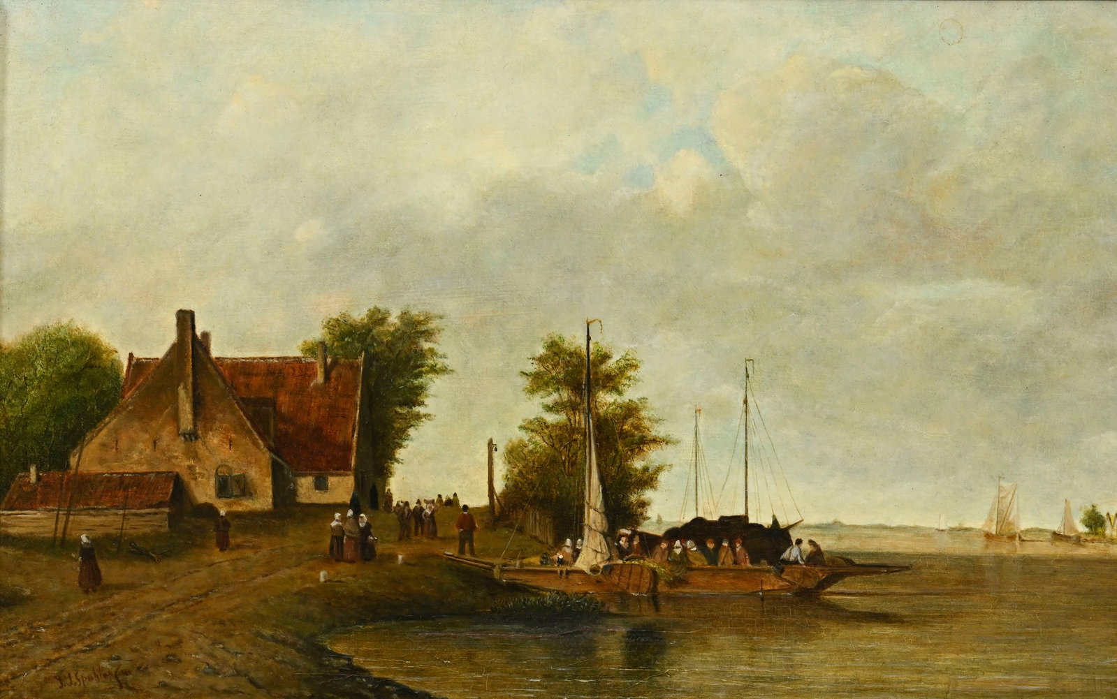 Jan Jacob Spohler (1811-1866), Paysages fluviaux, 1841, paire d'huiles sur panneaux, signées, u - 2