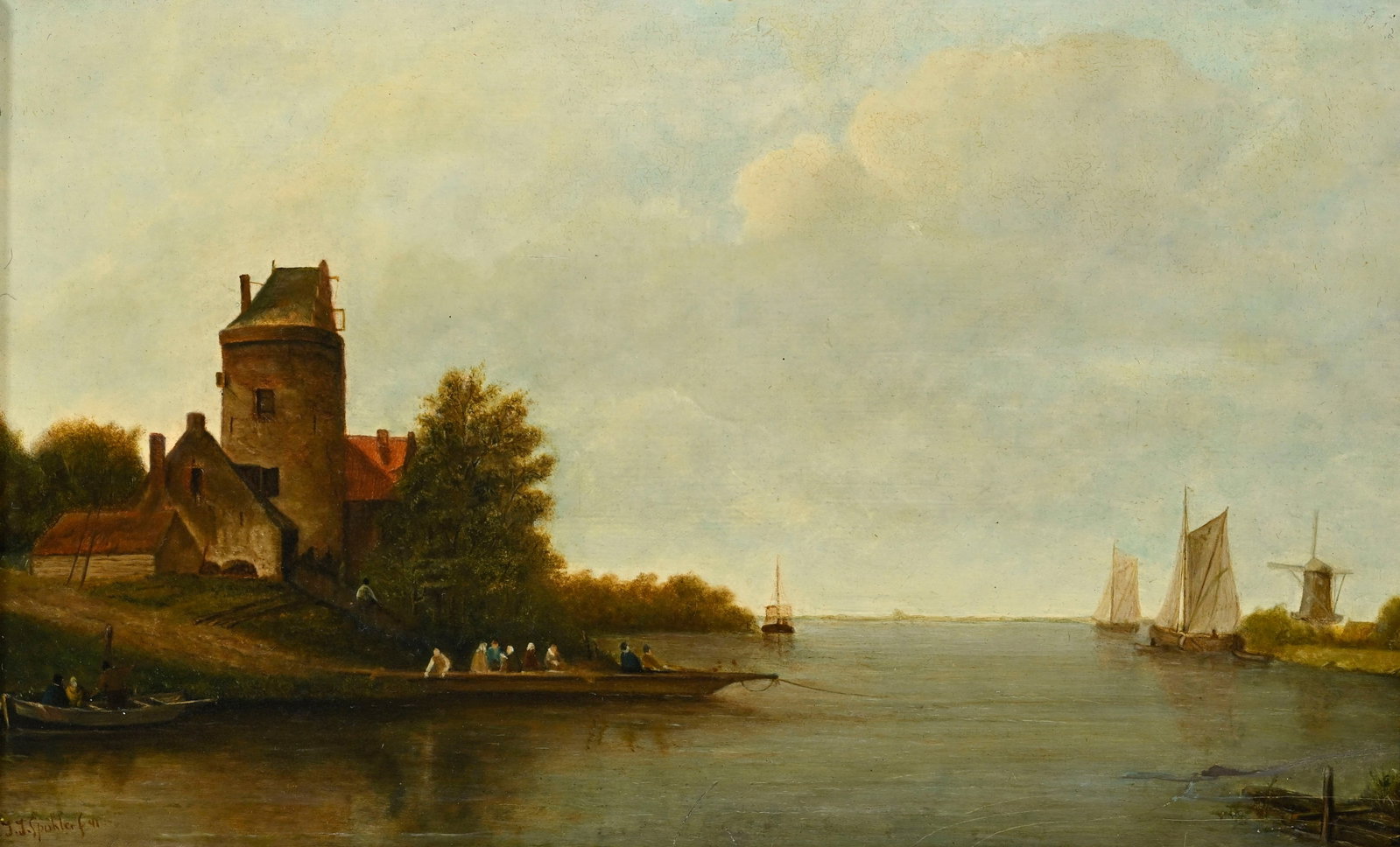 Jan Jacob Spohler (1811-1866), Paysages fluviaux, 1841, paire d'huiles sur panneaux, signées, u - 3