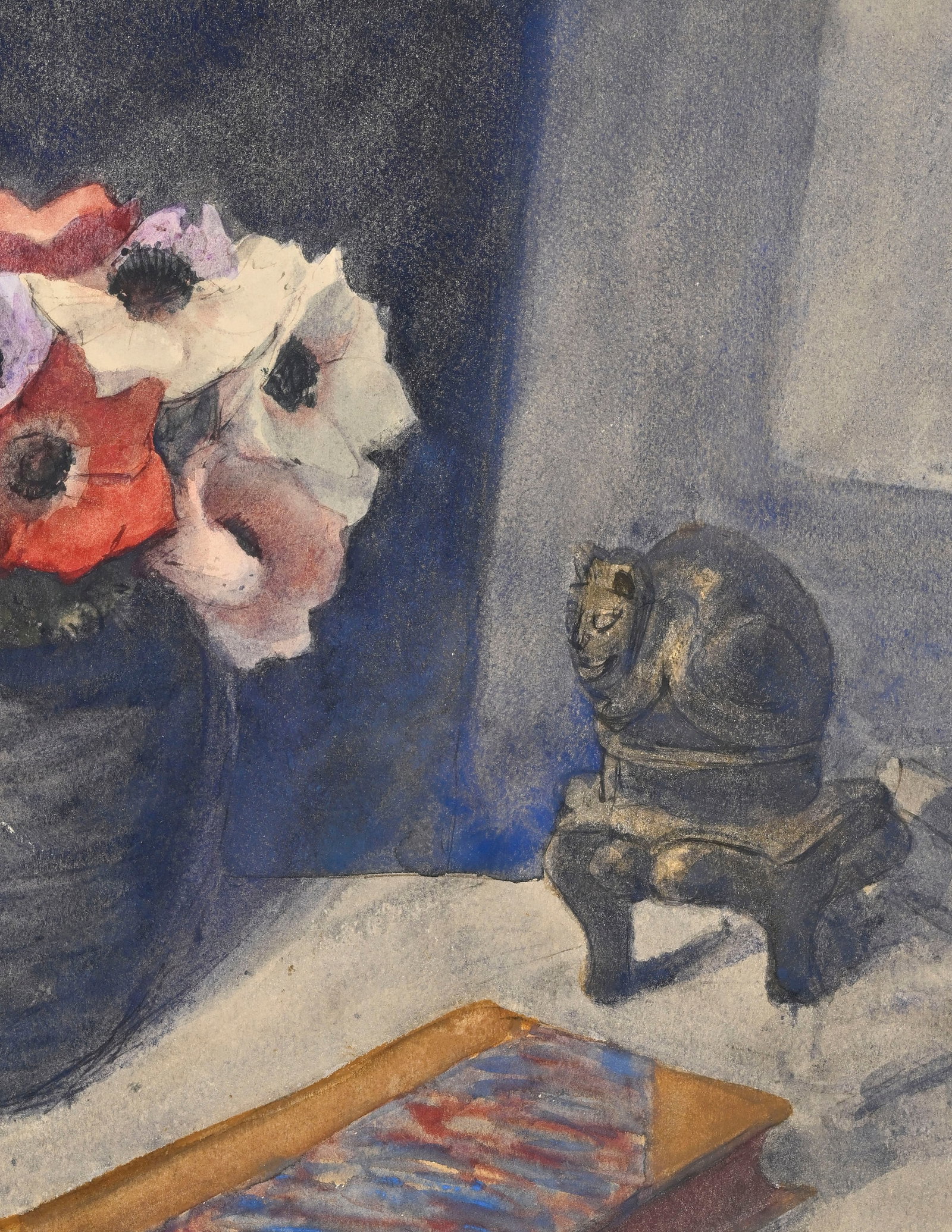Théophile Alexandre Steinlen (1859-1923), "Bouquet d'anémones", aquarelle sur papier, 34,5 - 3