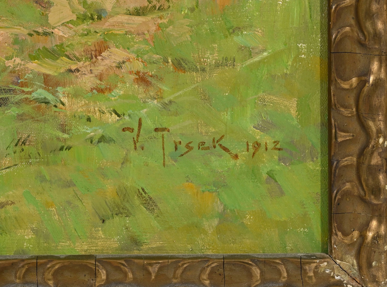 Wilhelm Trsek (1862-1937), Cerf à l'orée d'un bois, 1912, huile sur toile, signée et  - 4