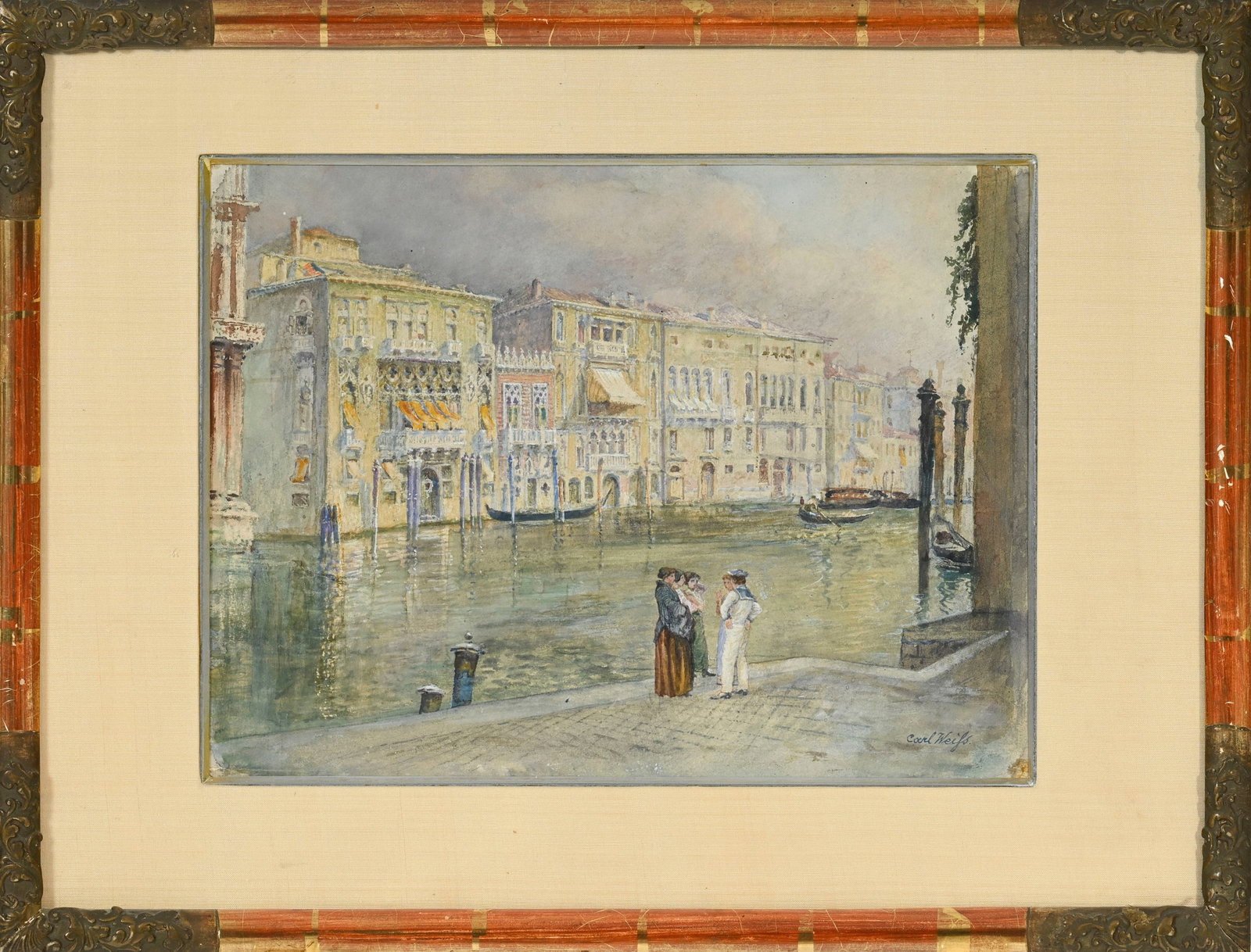 Carl Weiss (1860-1931), "Palazzo Corner Dei Cavalli", aquarelle et rehauts de gouache sur papier, si - 2