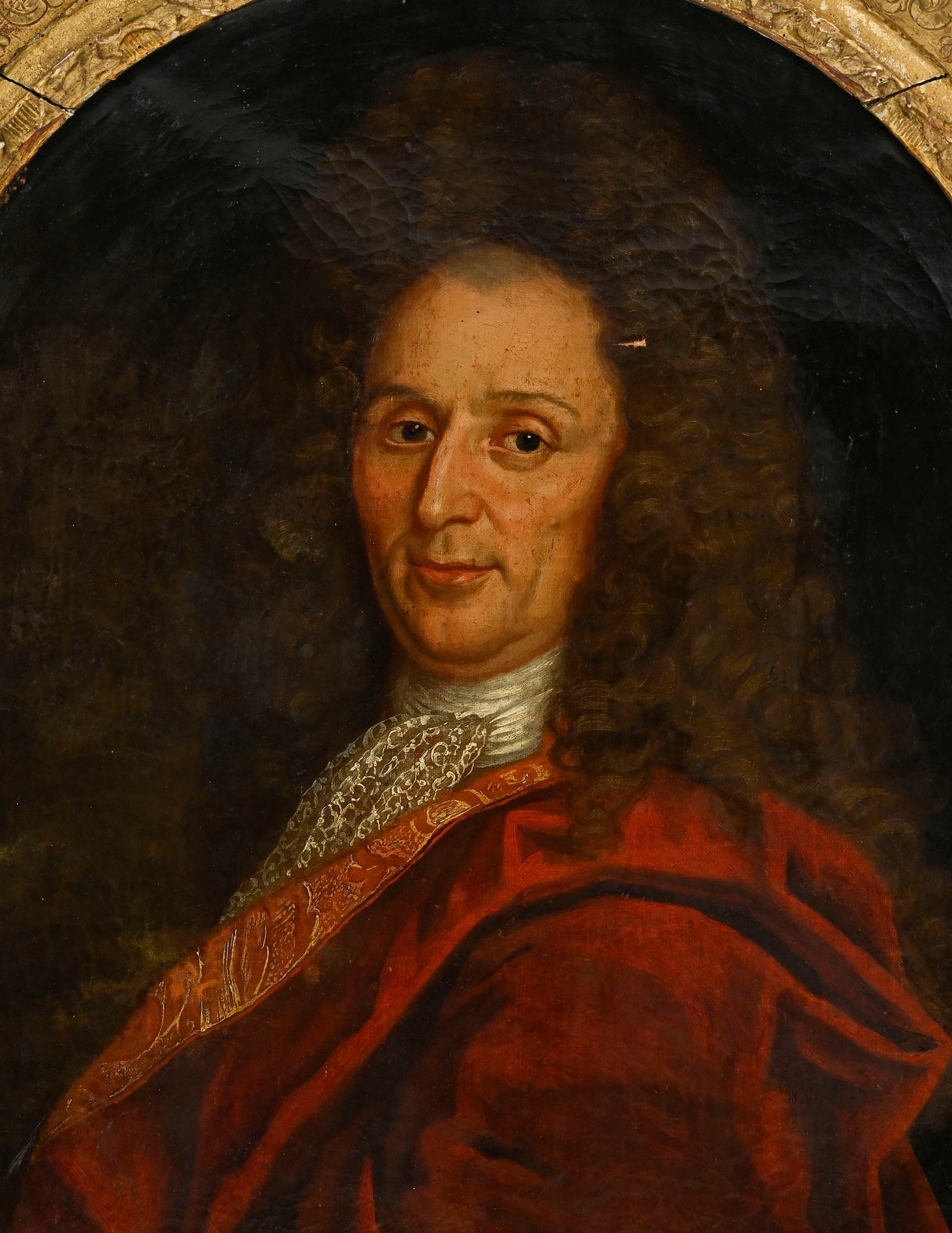 Ecole française vers 1700, Portrait d'un gentilhomme, huile sur toile, dans un cadre d'épo - 2
