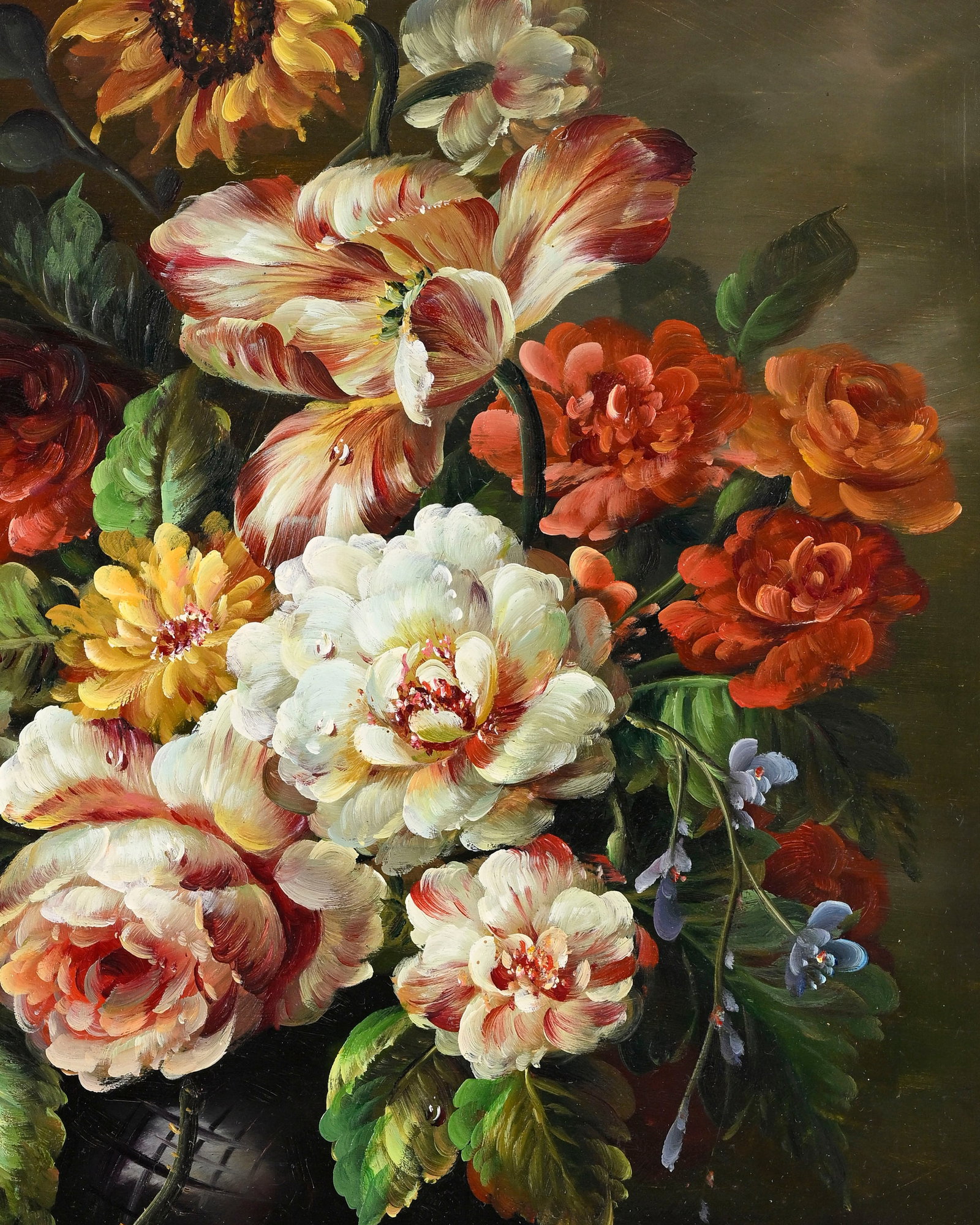 Ecole hollandaise du XVIIe, dans le goût de, Bouquet de fleurs, XXe, huile sur panneau, sign - 3
