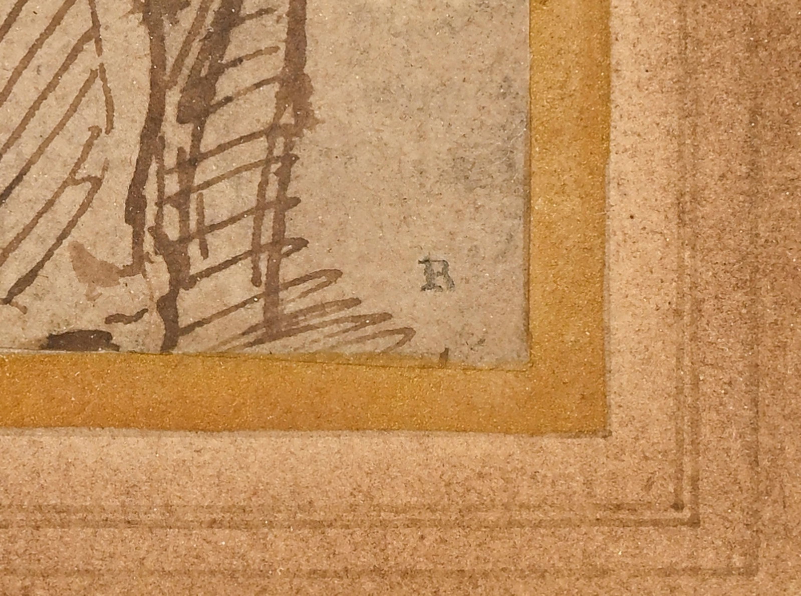 Ecole italienne du XVIIe s., Philosophe assis, encre sur papier, tampon "R" (L. 2169 ou L.2170), 9x6 - 4
