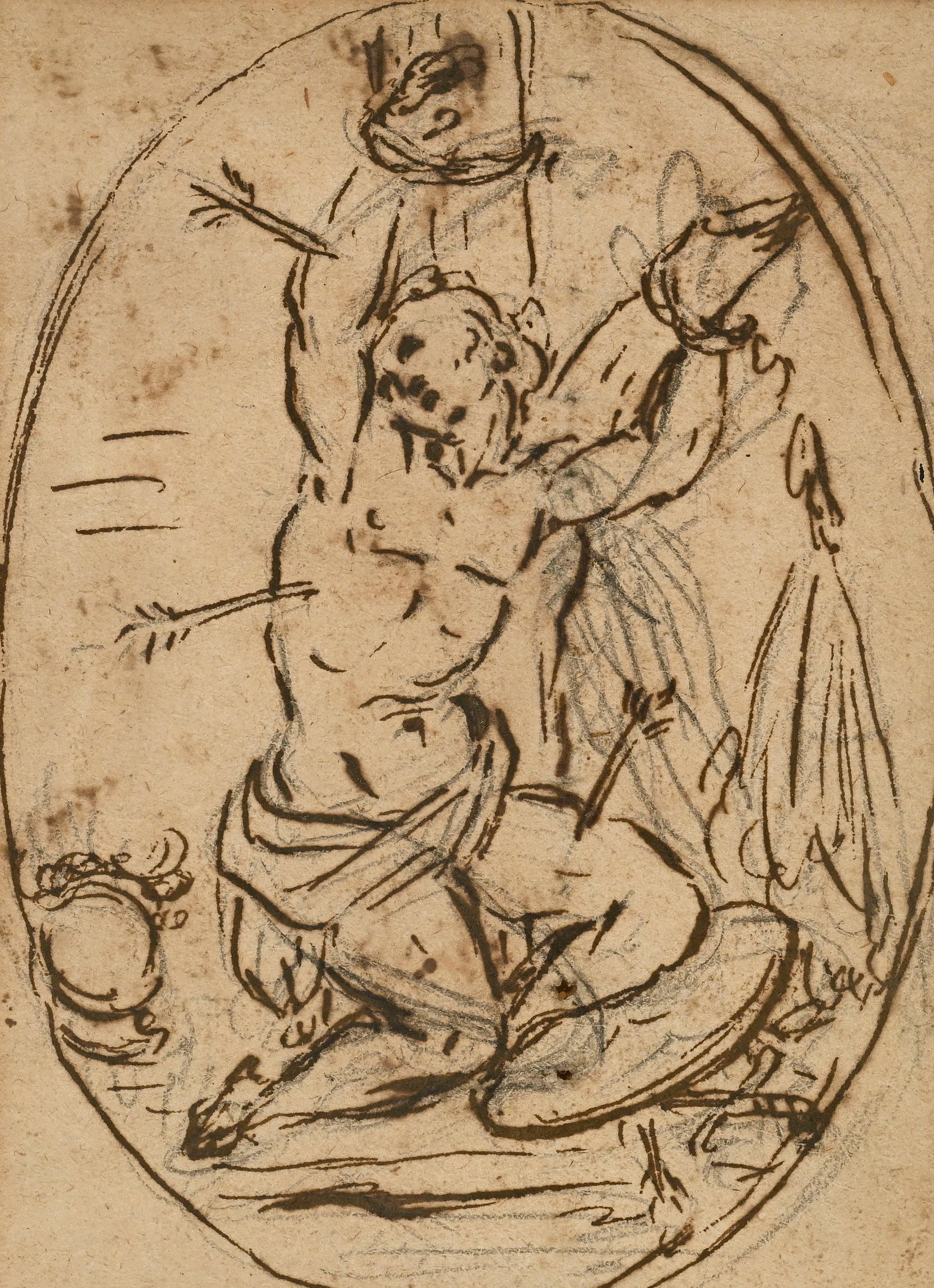 Ecole italienne du XVIIIe s., Saints martyrs, paire d'encres, plumes et mines de plomb sur papier da - 3