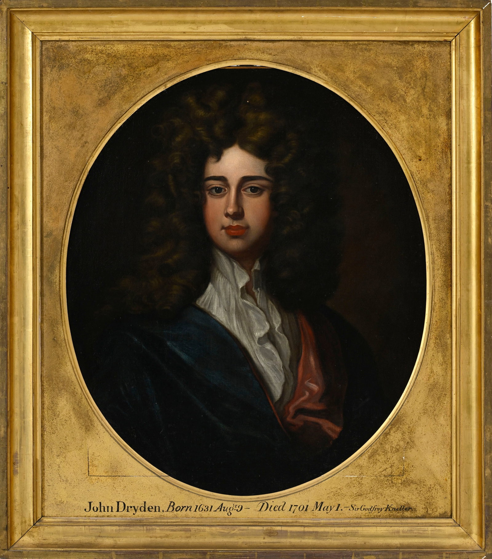 Godfrey Kneller (1646-1723), copie d'après, "Portrait de John Dryden", huile sur toile, annotat - 2