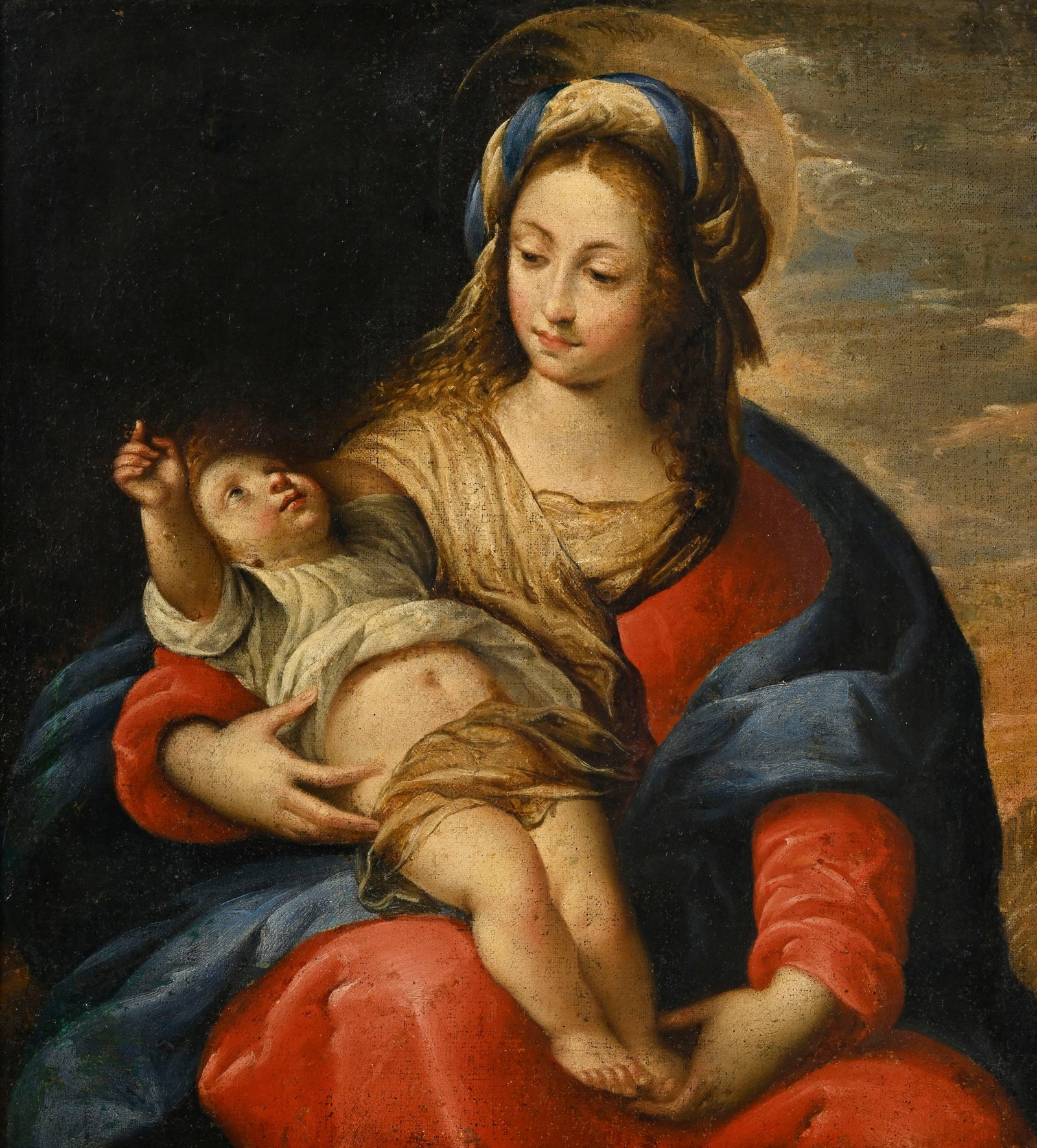 Giuseppe Nuvolone (1619-1703), suiveur de, Vierge à l'enfant, XVII, huile sur toile, 64x58 cm : Giuseppe Nuvolone (1619-1703), suiveur de, Vierge à l'enfant, XVII, huile sur toile, 64x58 cm Provenance: Famille Schlote, Göttingen, Basse-Saxe; Collection du Dr Karl Schlote, Eschwege,