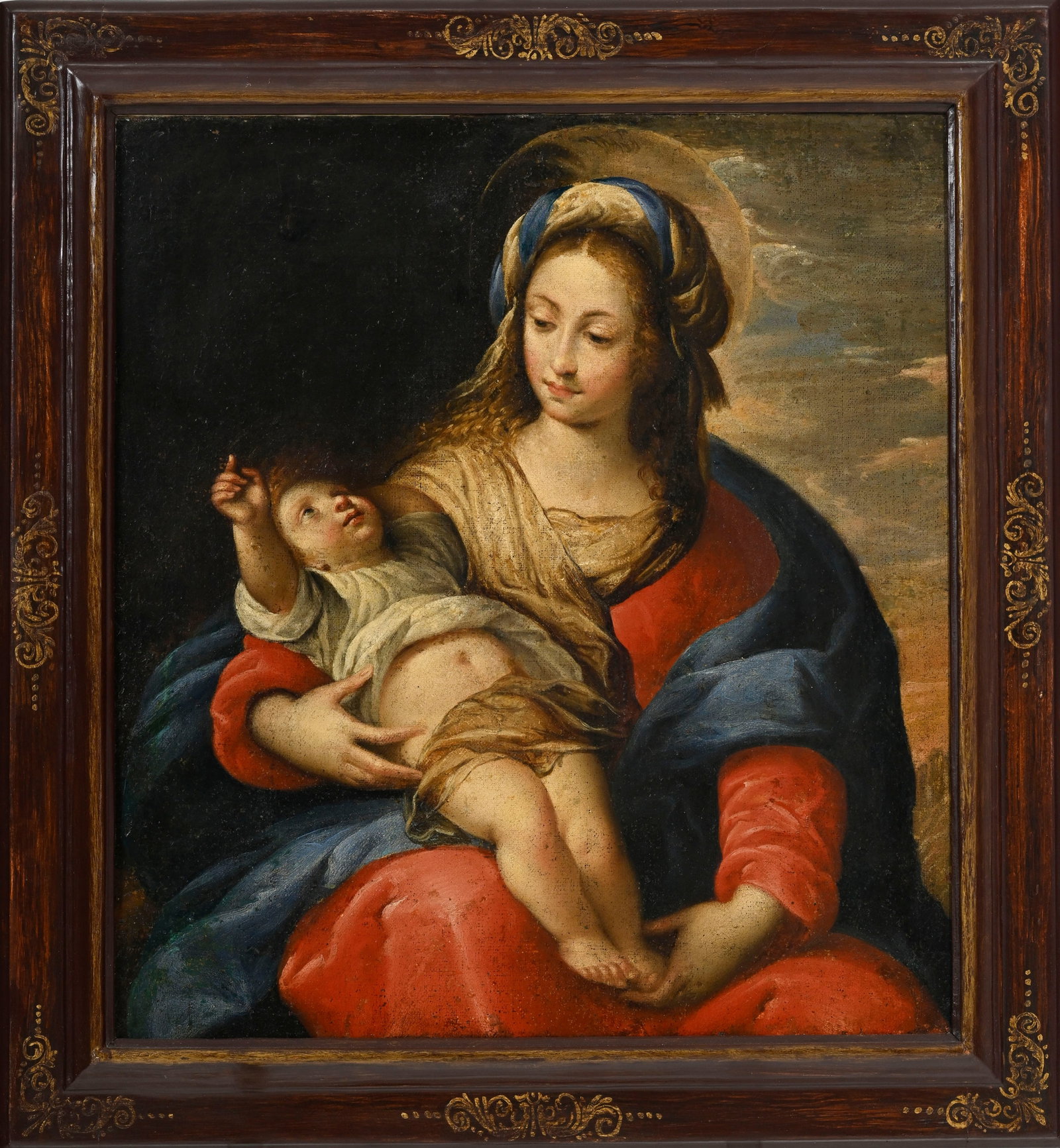 Giuseppe Nuvolone (1619-1703), suiveur de, Vierge à l'enfant, XVII, huile sur toile, 64x58 cm  - 2