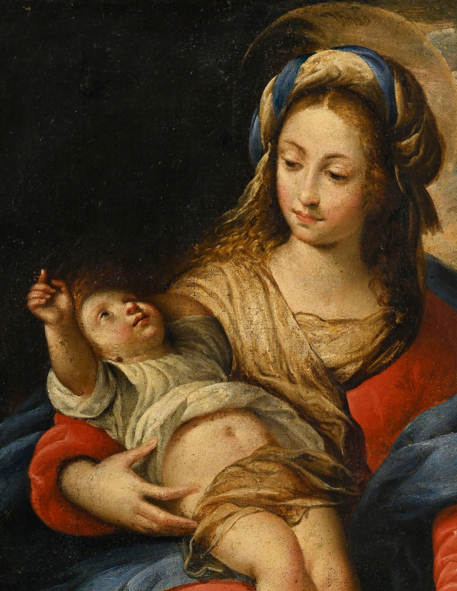 Giuseppe Nuvolone (1619-1703), suiveur de, Vierge à l'enfant, XVII, huile sur toile, 64x58 cm  - 3