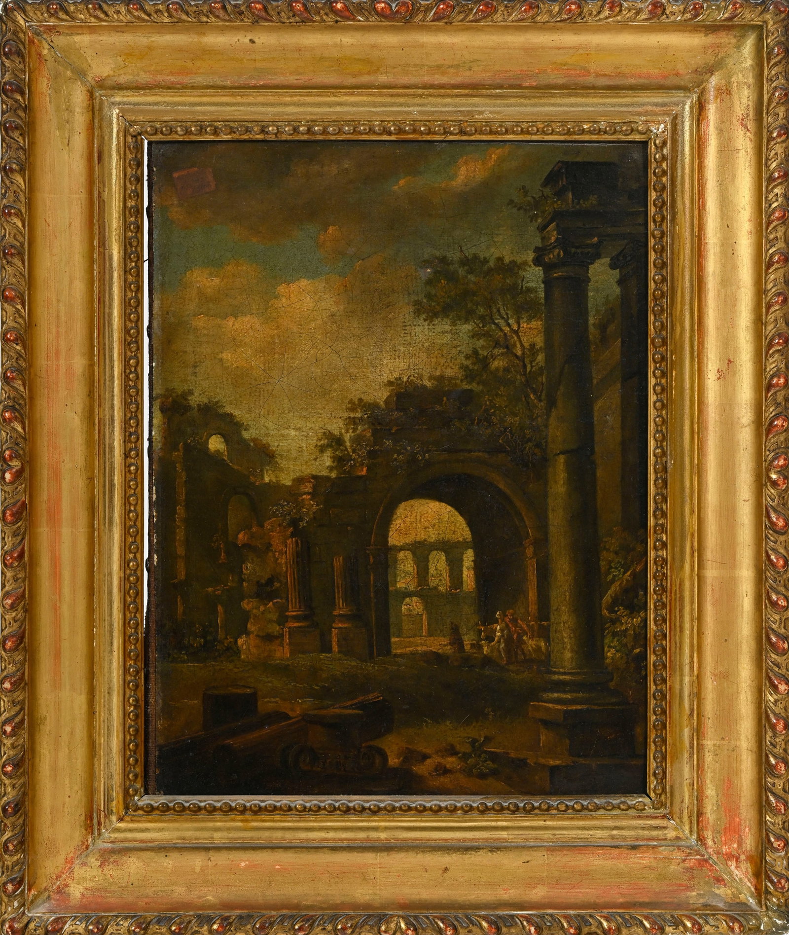 Ecole romaine du XVIIIe s., Capriccio animé, vers 1740, huile sur toile, 33x25,5 cm - 2