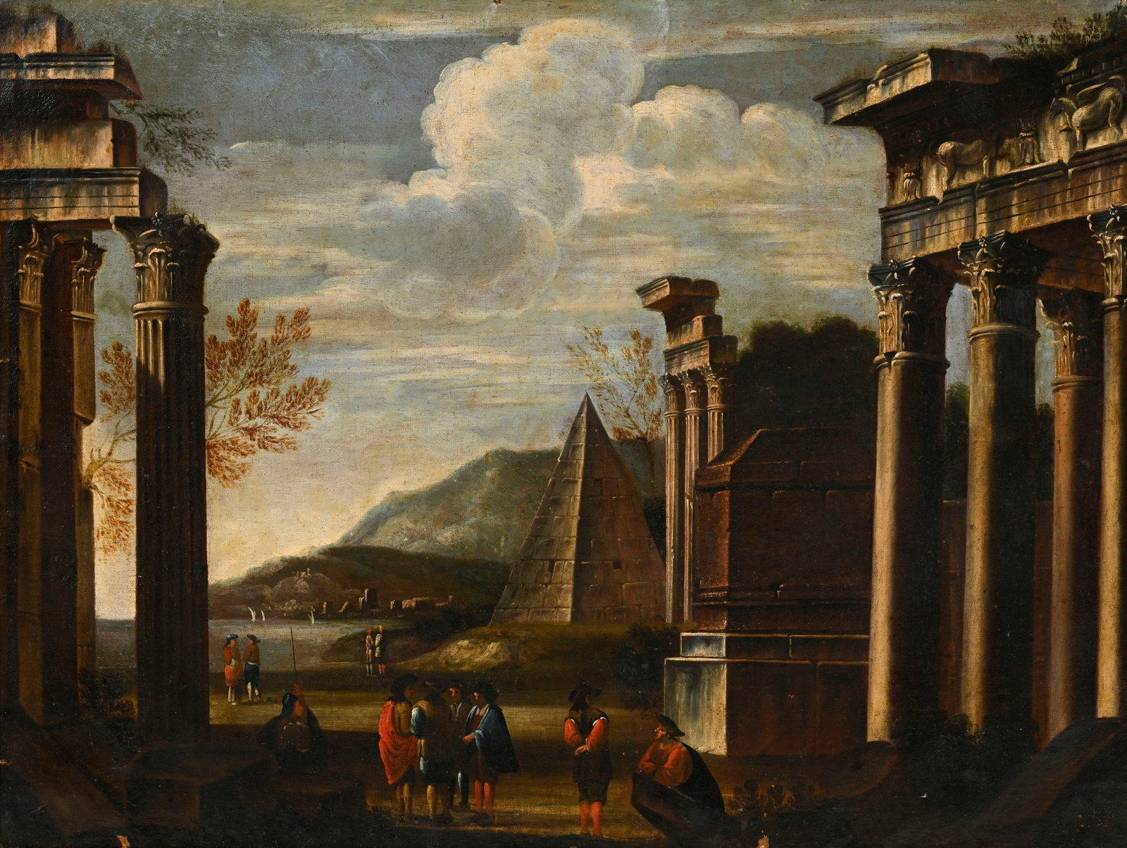 Alessandro Salucci (1590-1655/60), cercle de, Capriccio et Vue du Colisée animée, paire d' - 2