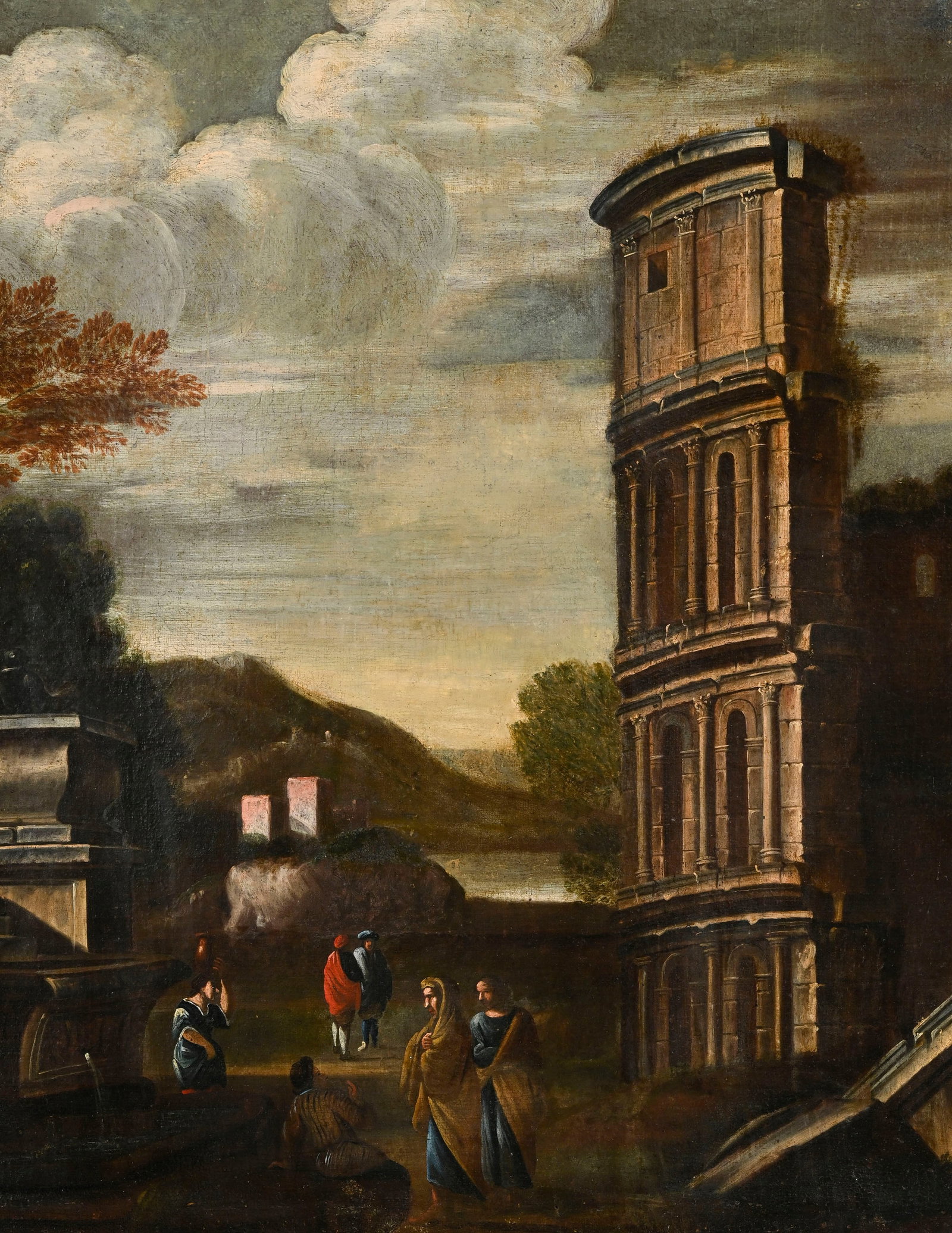 Alessandro Salucci (1590-1655/60), cercle de, Capriccio et Vue du Colisée animée, paire d' - 7